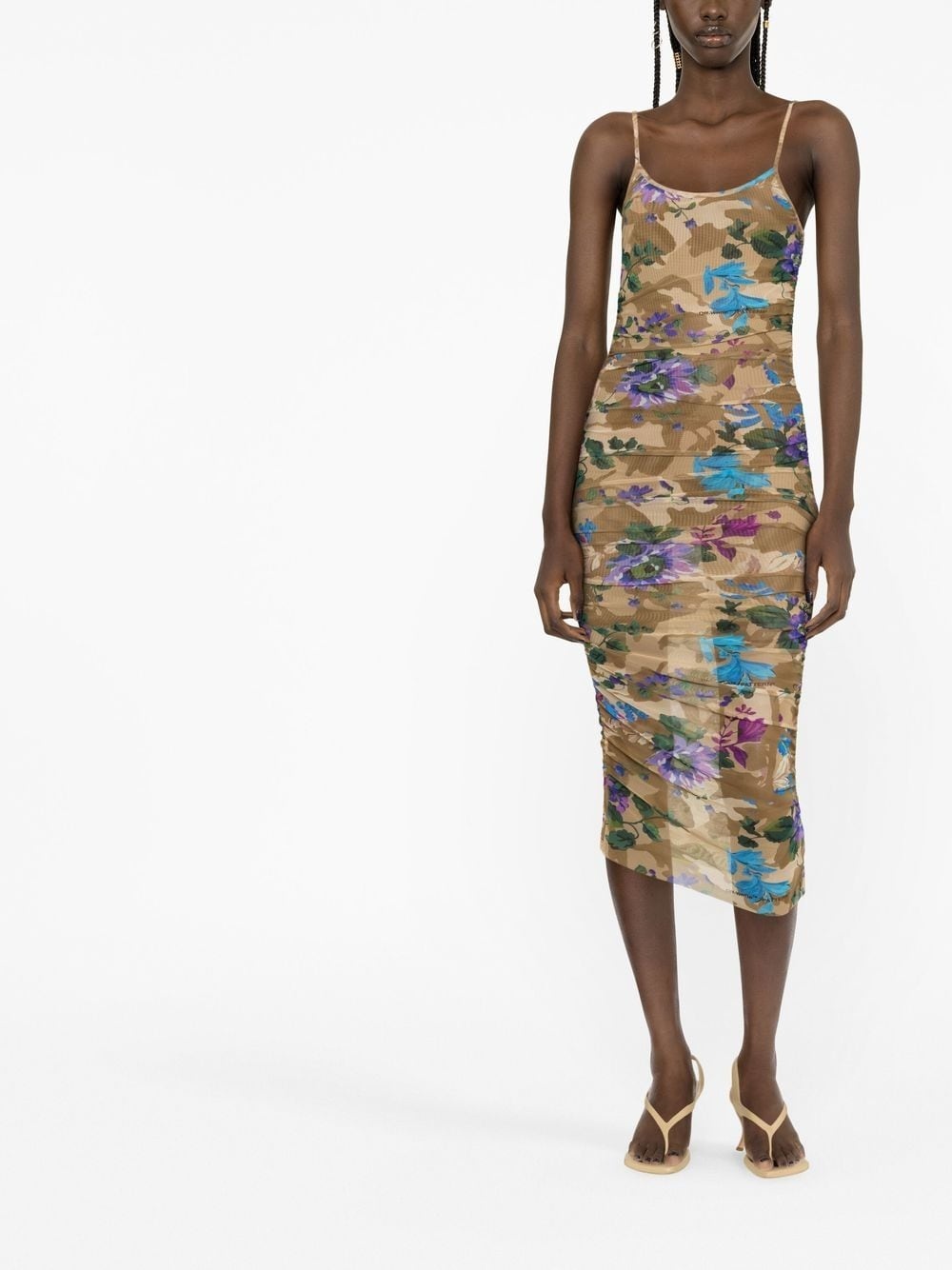 camouflage-print mesh dress - 2