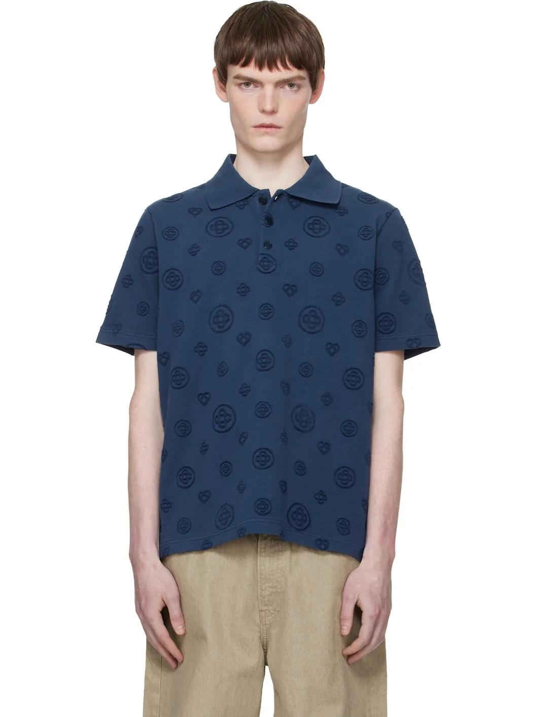 Navy Applique Monogram Polo - 1