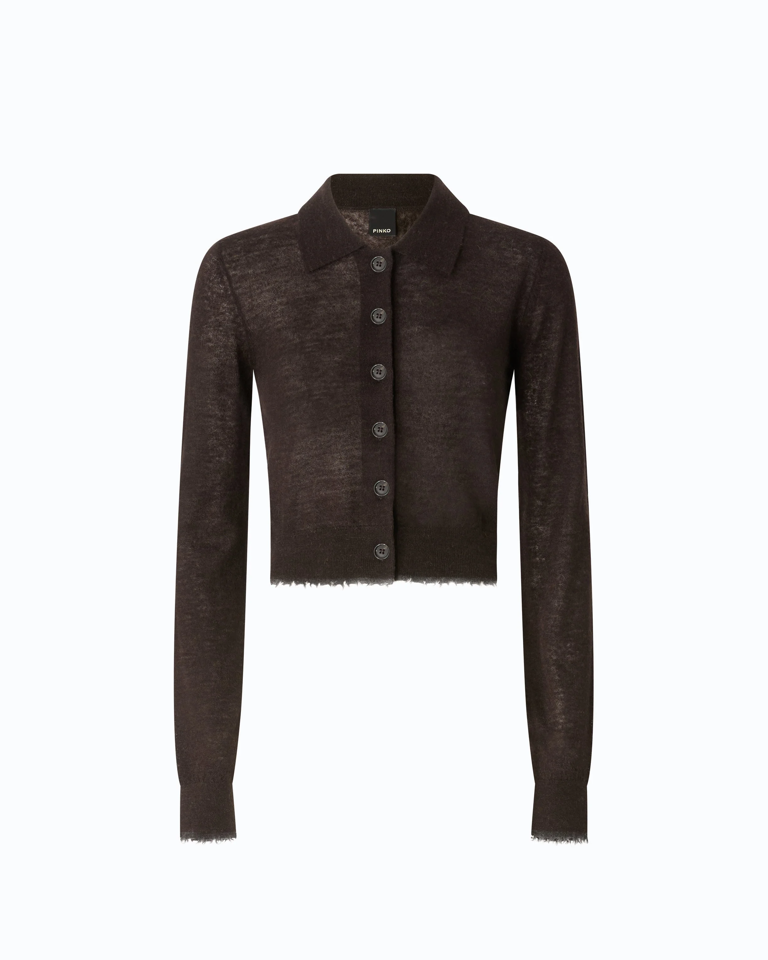 CROPPED CARDIGAN WITH POLO COLLAR - 1