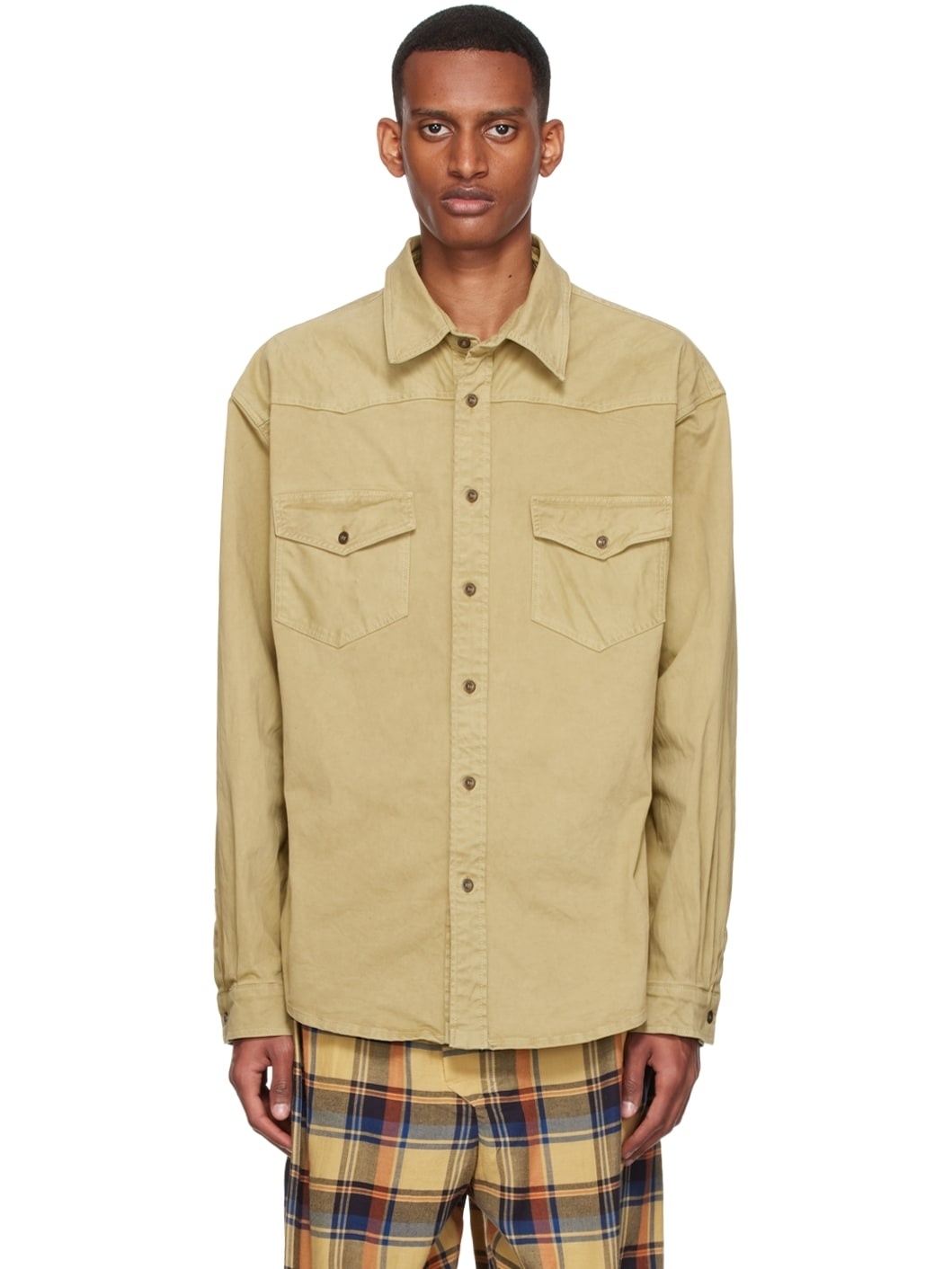 Khaki Cotton Shirt - 1