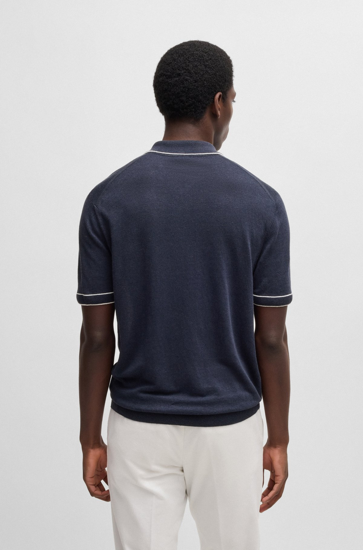 LINEN-BLEND SWEATER WITH ZIP PLACKET - 5