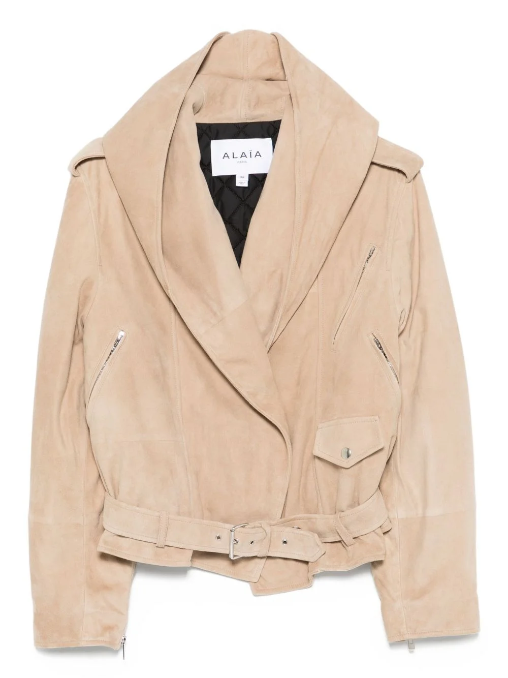 hooded belted suede jacket - 1