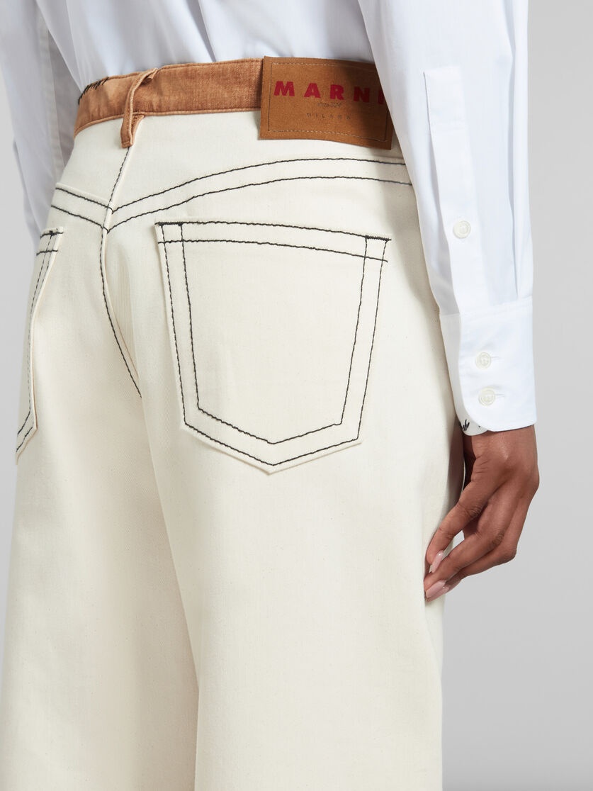ECRU CARROT-FIT JEANS WITH MARNI MENDING - 5