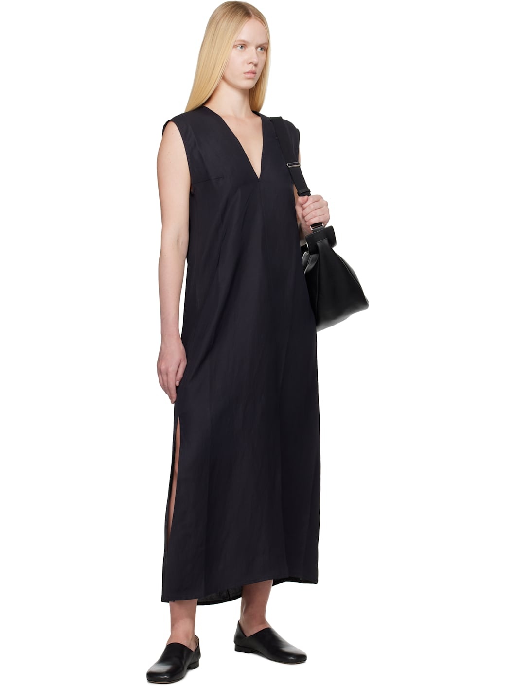Navy Lise Linen Midi Dress - 4