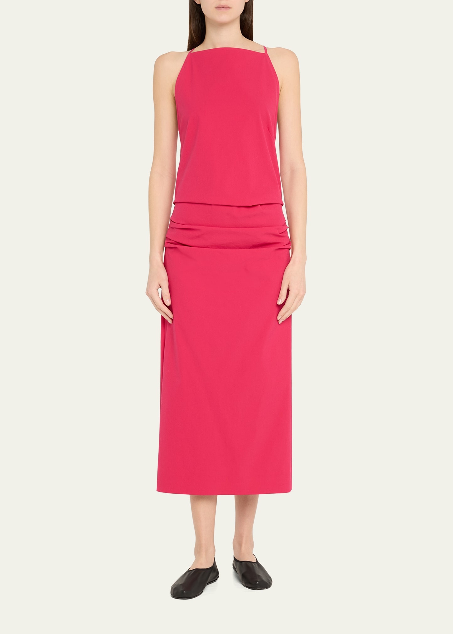 Priya Draped Bi-Stretch Cotton Nylon Dress - 2