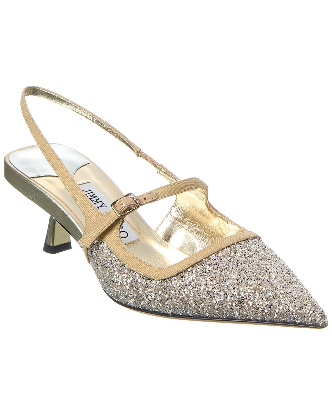 Jimmy Choo Didi 45 Glitter & Leather Slingback Pump - 1