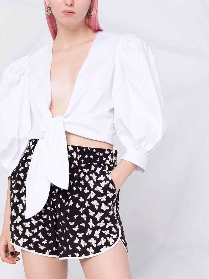 butterfly-print silk shorts 5