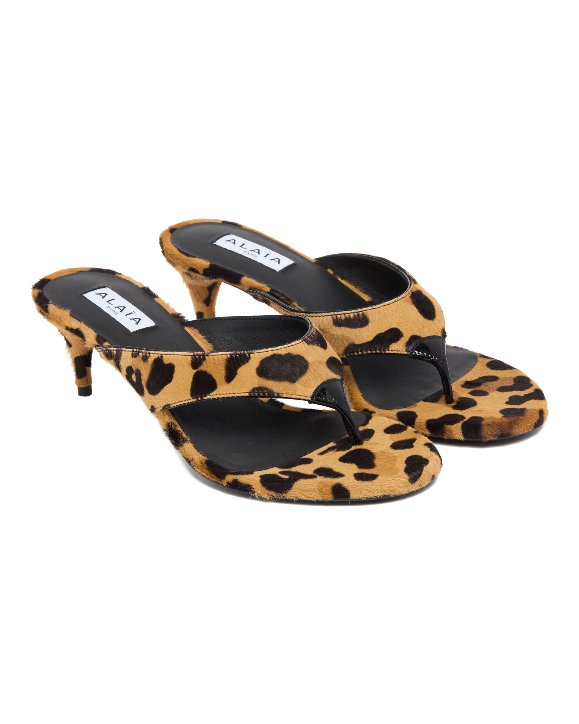 Animalier Heeled Thong Mules - 3