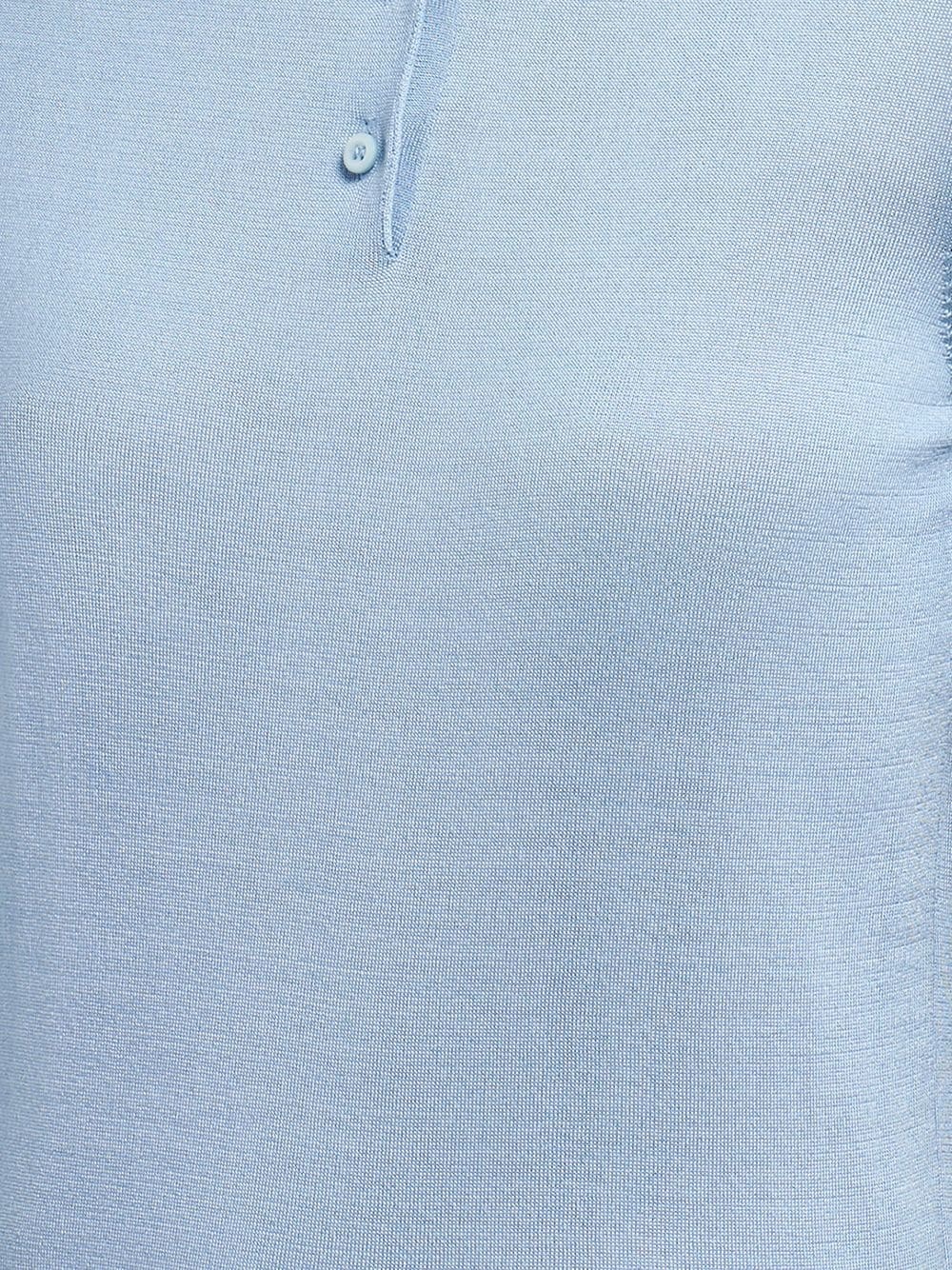 contrast-collar silk polo shirt - 5