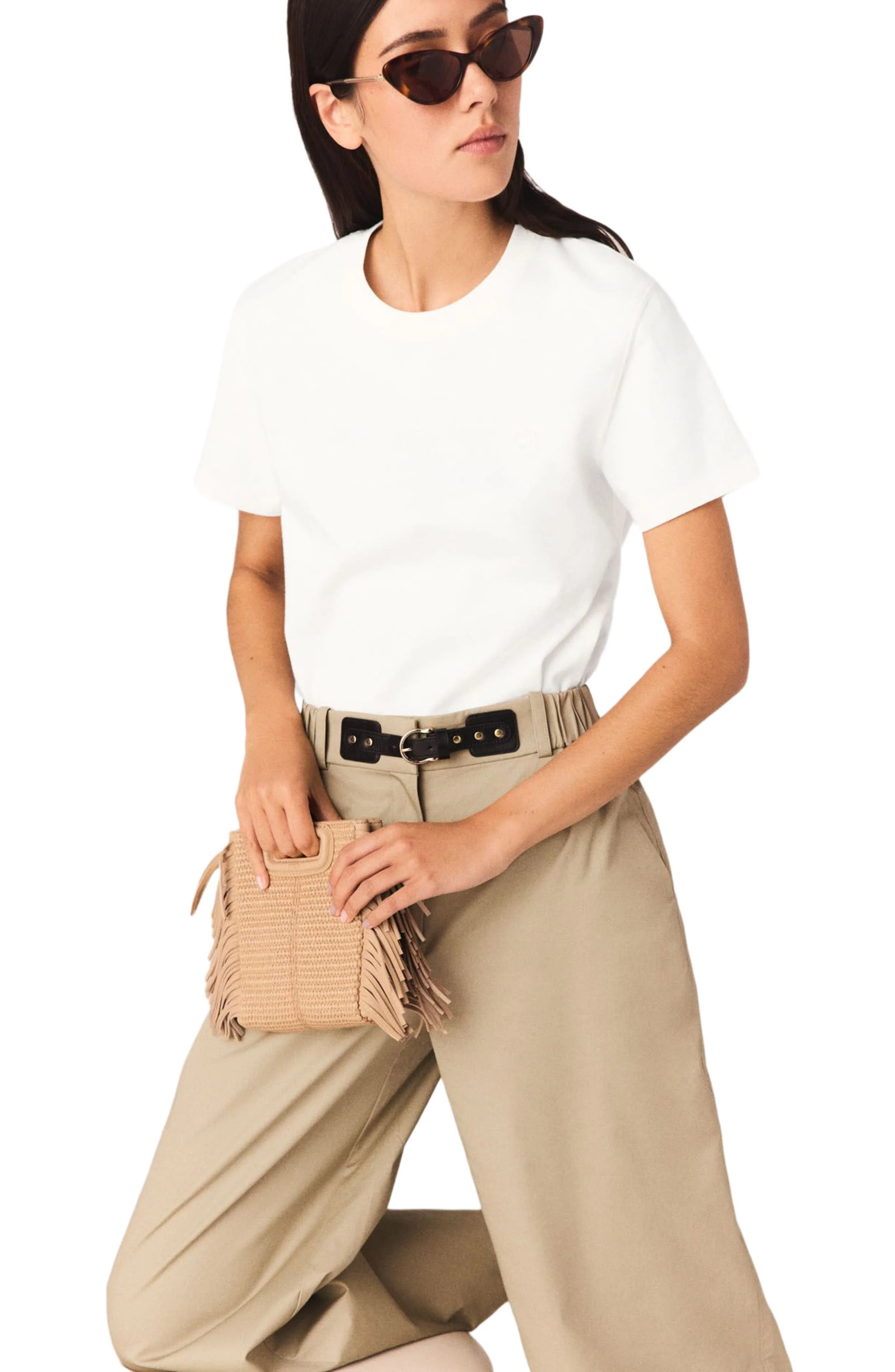 maje T-shirt with small embroidered logo in White at Nordstrom - 1