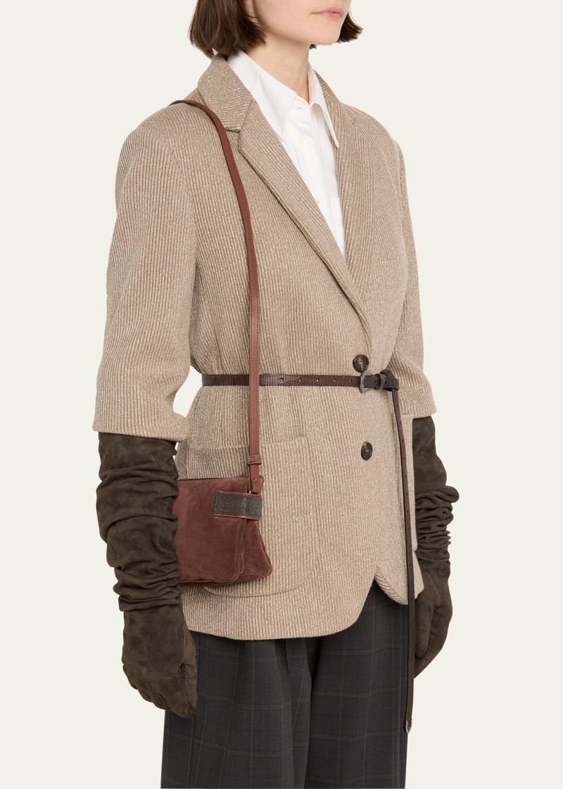 Brunello Cucinelli Essence Mini Monili Calfskin Suede Shoulder Bag outlook