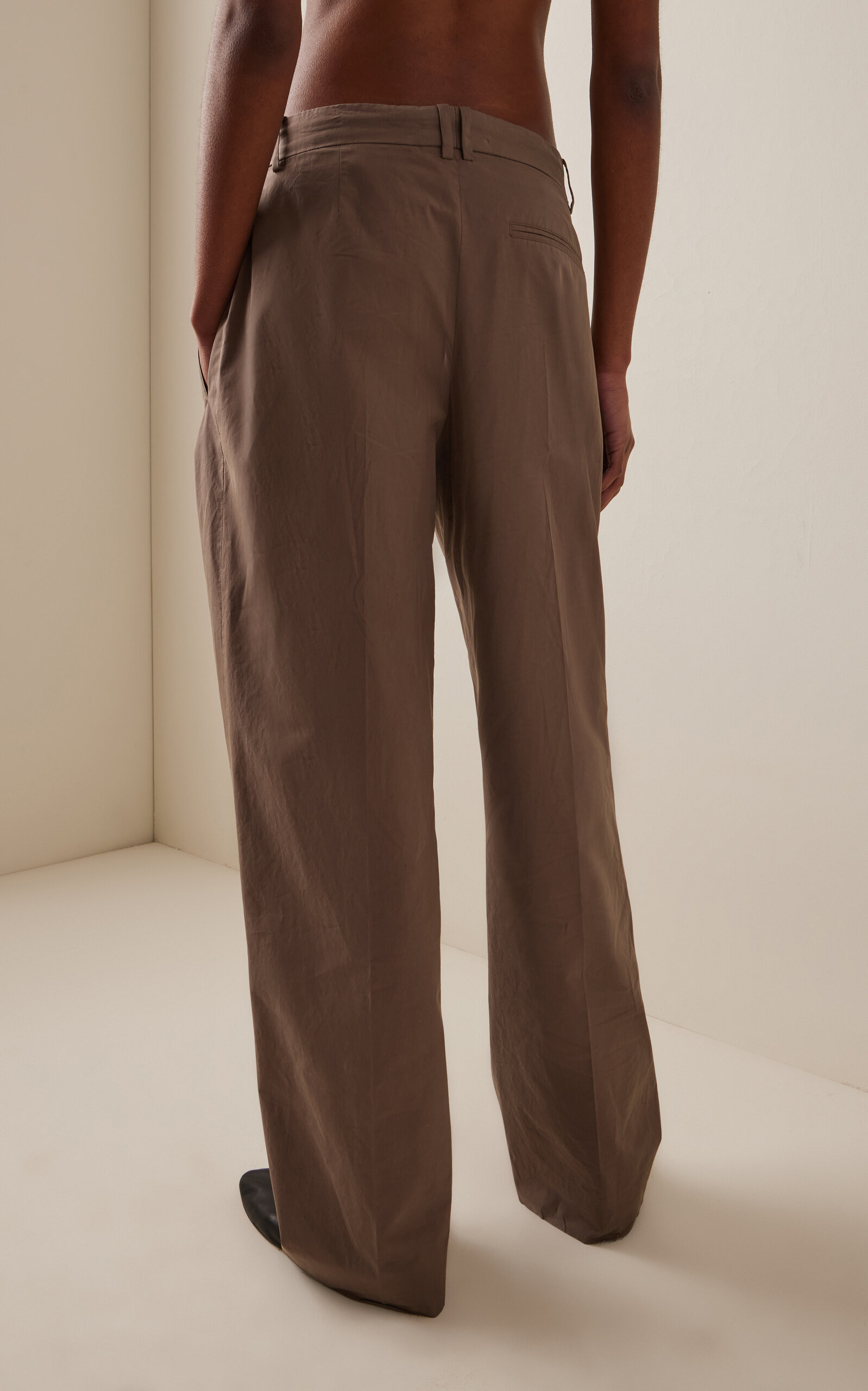 Alfidis Pleated Cotton Straight-Leg Pants neutral - 4