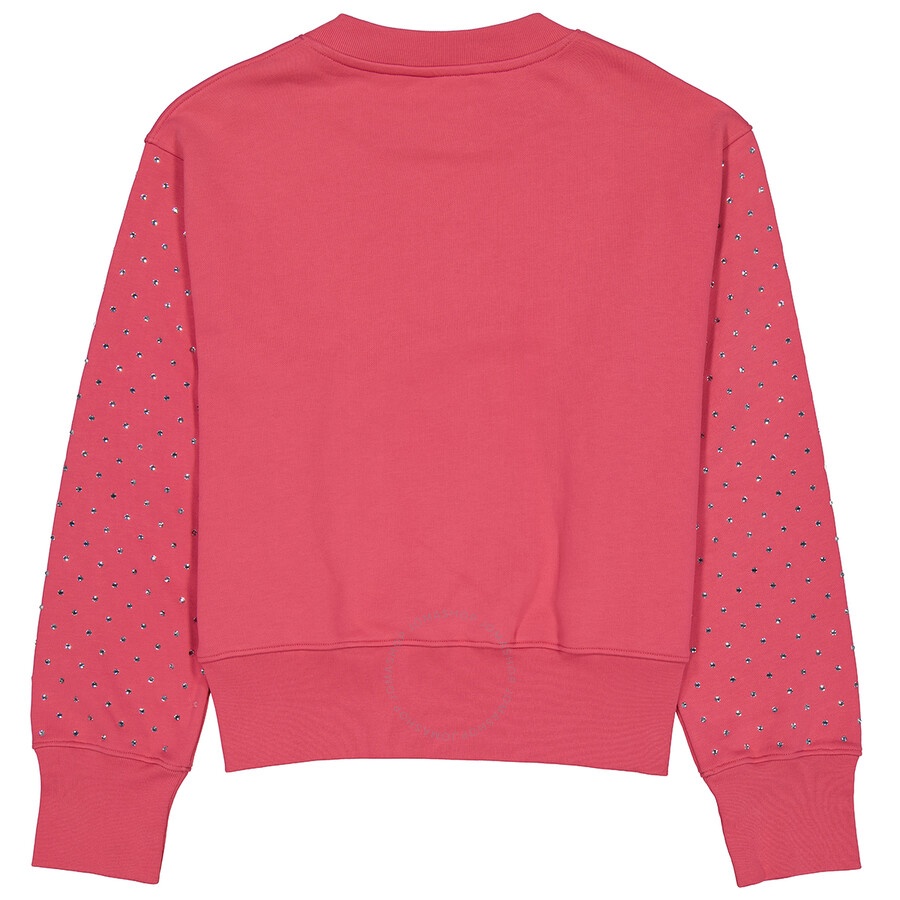 Moschino Ladies Fantasy Print Fucsia Crystal Teddy Bear Organic Cotton Sweatshirt - 2