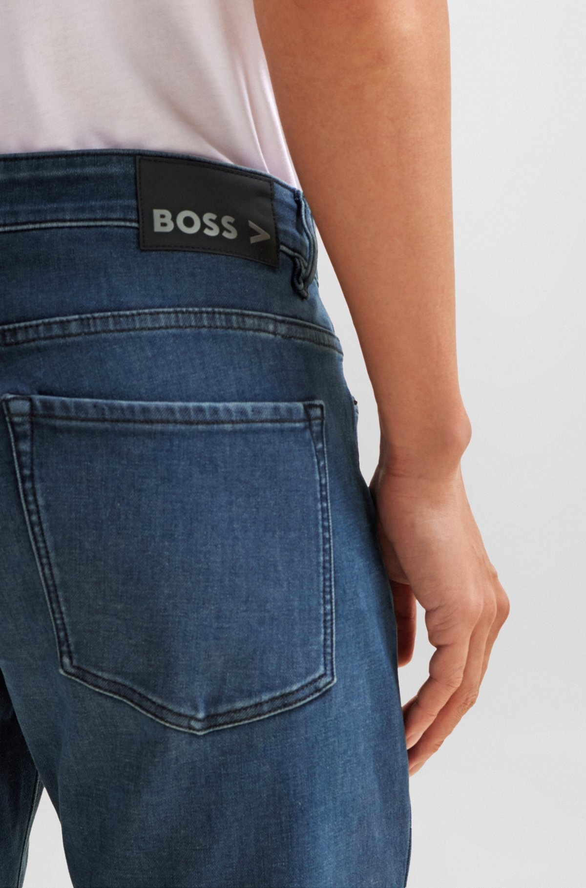 SLIM-FIT JEANS IN BLUE PERFORMANCE-STRETCH DENIM - 5