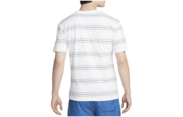 Men's Nike Logo Micro Mark Stripe Round Neck Short Sleeve White T-Shirt DQ1117-100 - 2