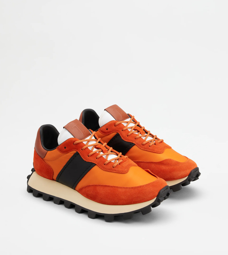SNEAKERS TOD'S 1T IN SUEDE AND FABRIC - ORANGE, BLACK, BROWN 4