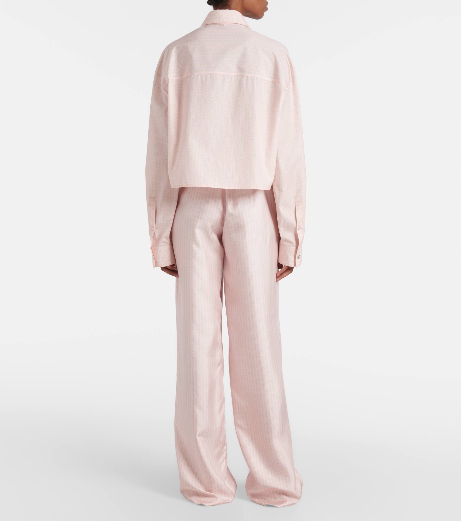 Chain Pinstripe cropped cotton poplin shirt - 3
