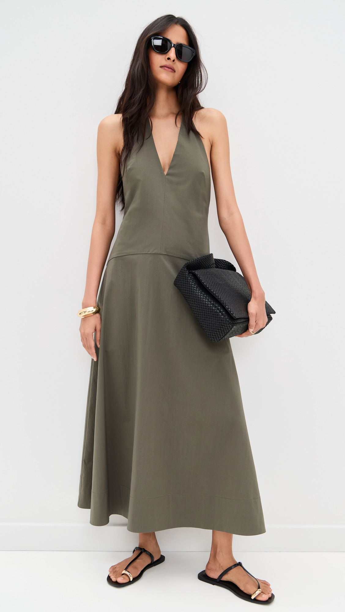 Halter Plunge Dress - 4