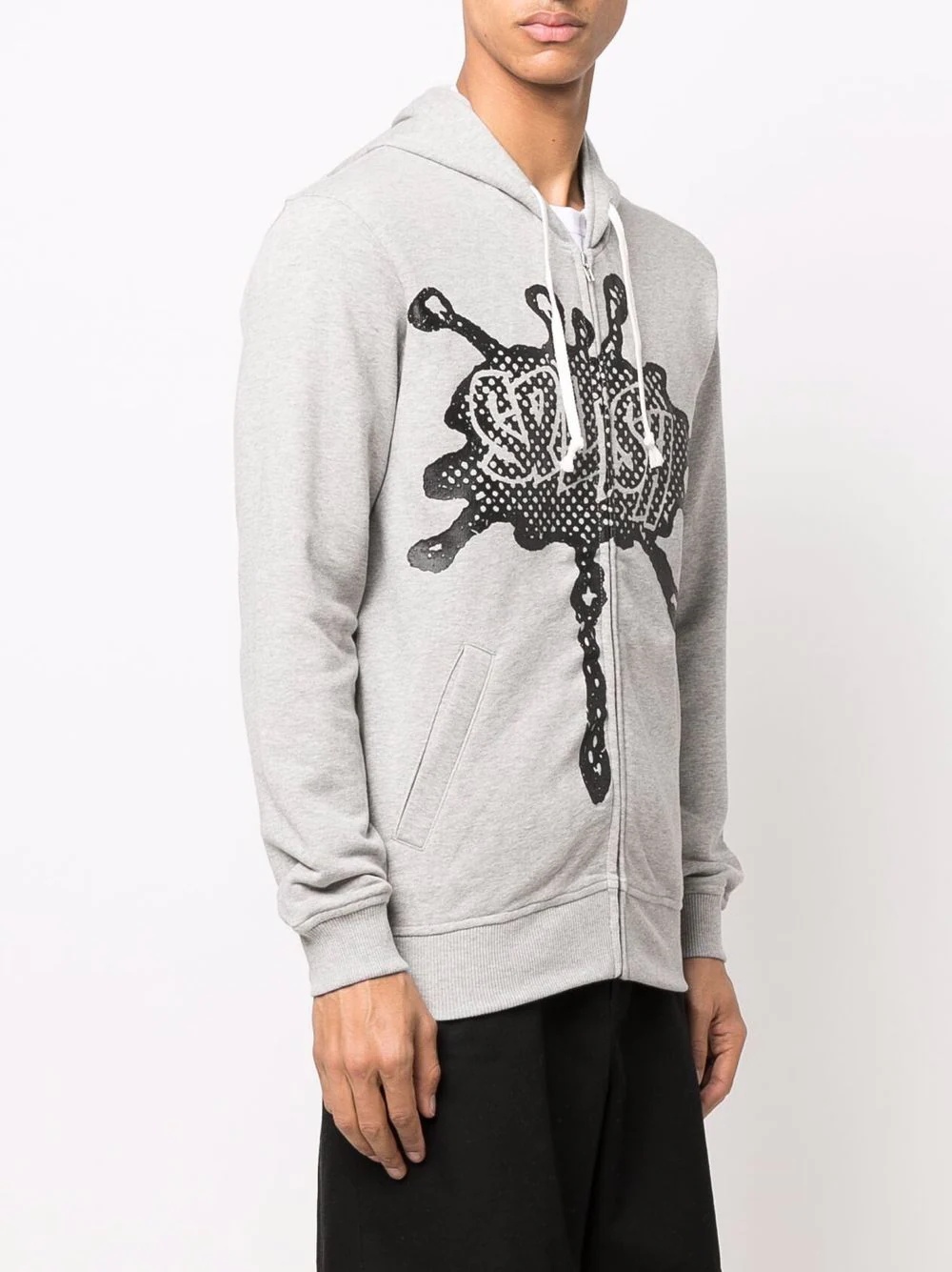 graphic print drawstring hoodie - 3