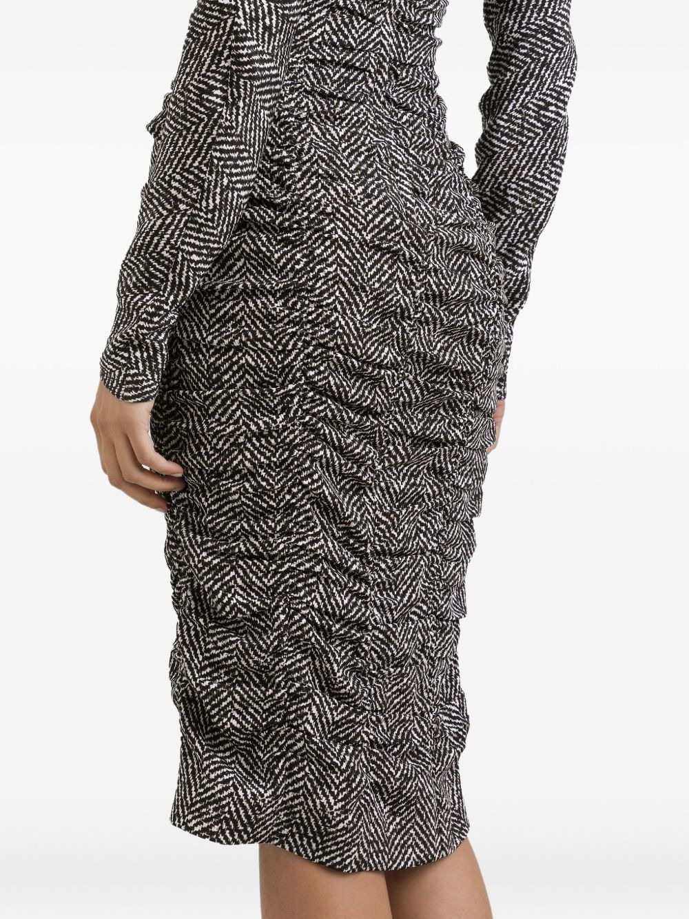 chevron gathered midi dress - 5