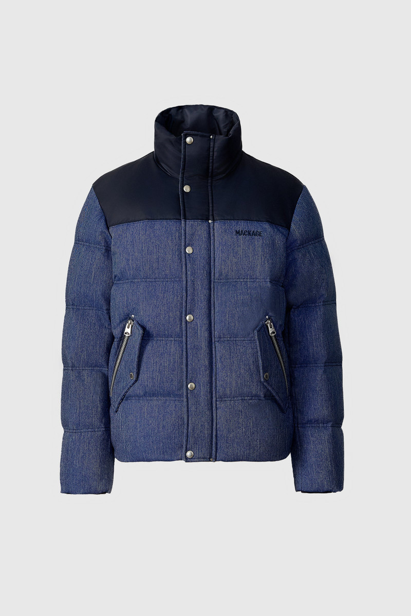 EVERETT-DNM Denim Down Jacket with Stand Collar 1