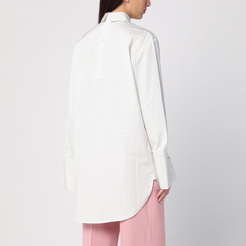 Dries Van Noten White Checked Popeline Turtleneck Shirt Women - 2