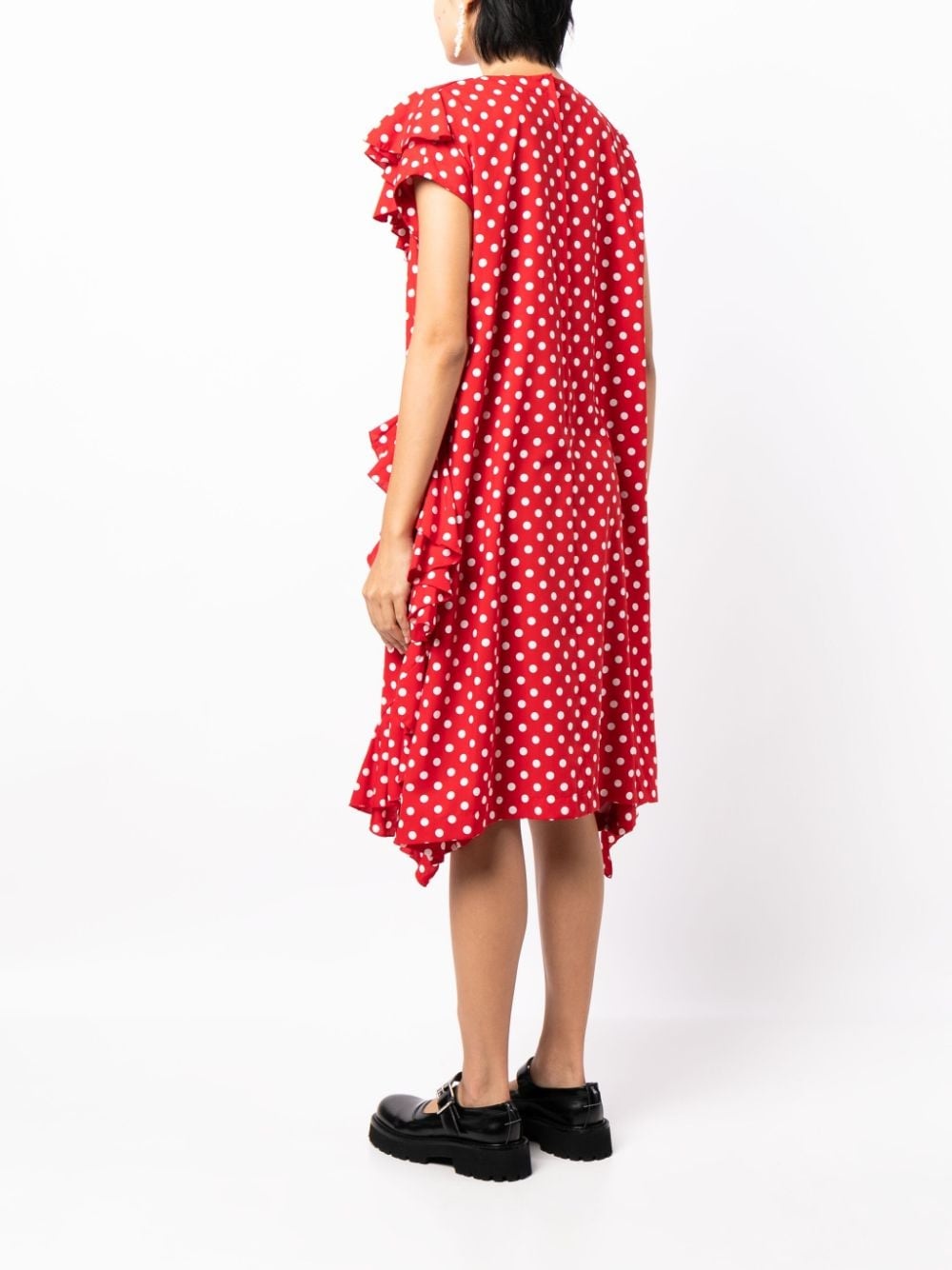 polka dot-print ruffled midi dress - 4
