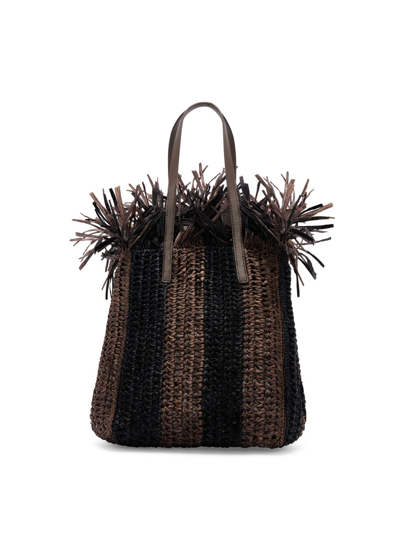 MEDIUM STRIPED RAFFIA CROCHET SQUARE TOTE 4