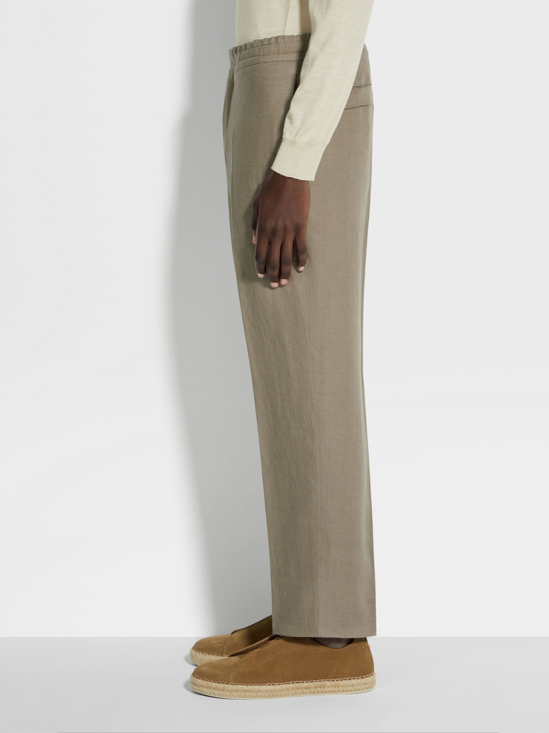 OLIVE GREEN OASI LINO PANTS 4