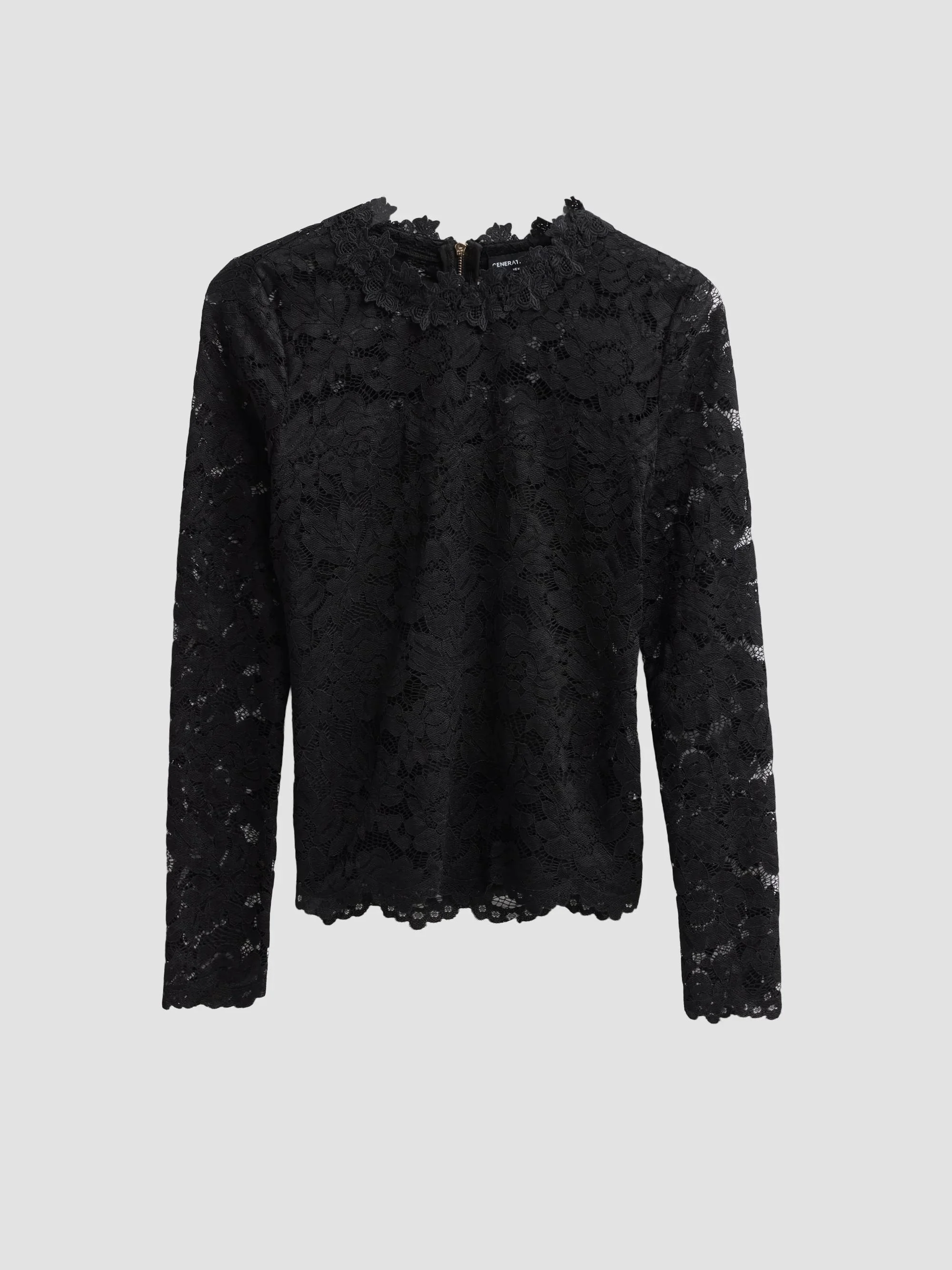 Women's Vix Lace Long-Sleeve Top - Black - 1