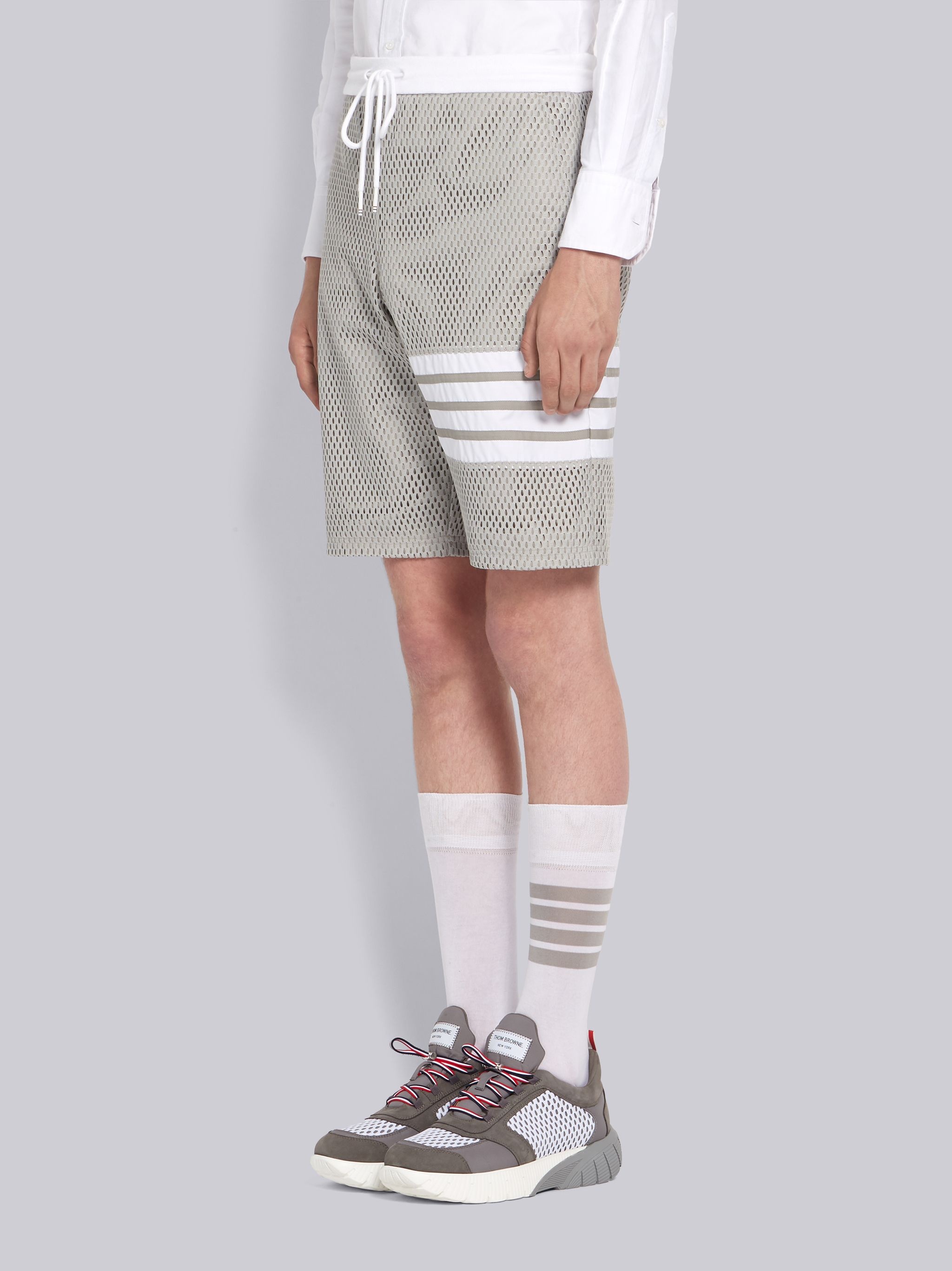 Light Grey Athletic Mesh Track Shorts - 2