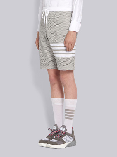 Thom Browne Light Grey Athletic Mesh Track Shorts outlook