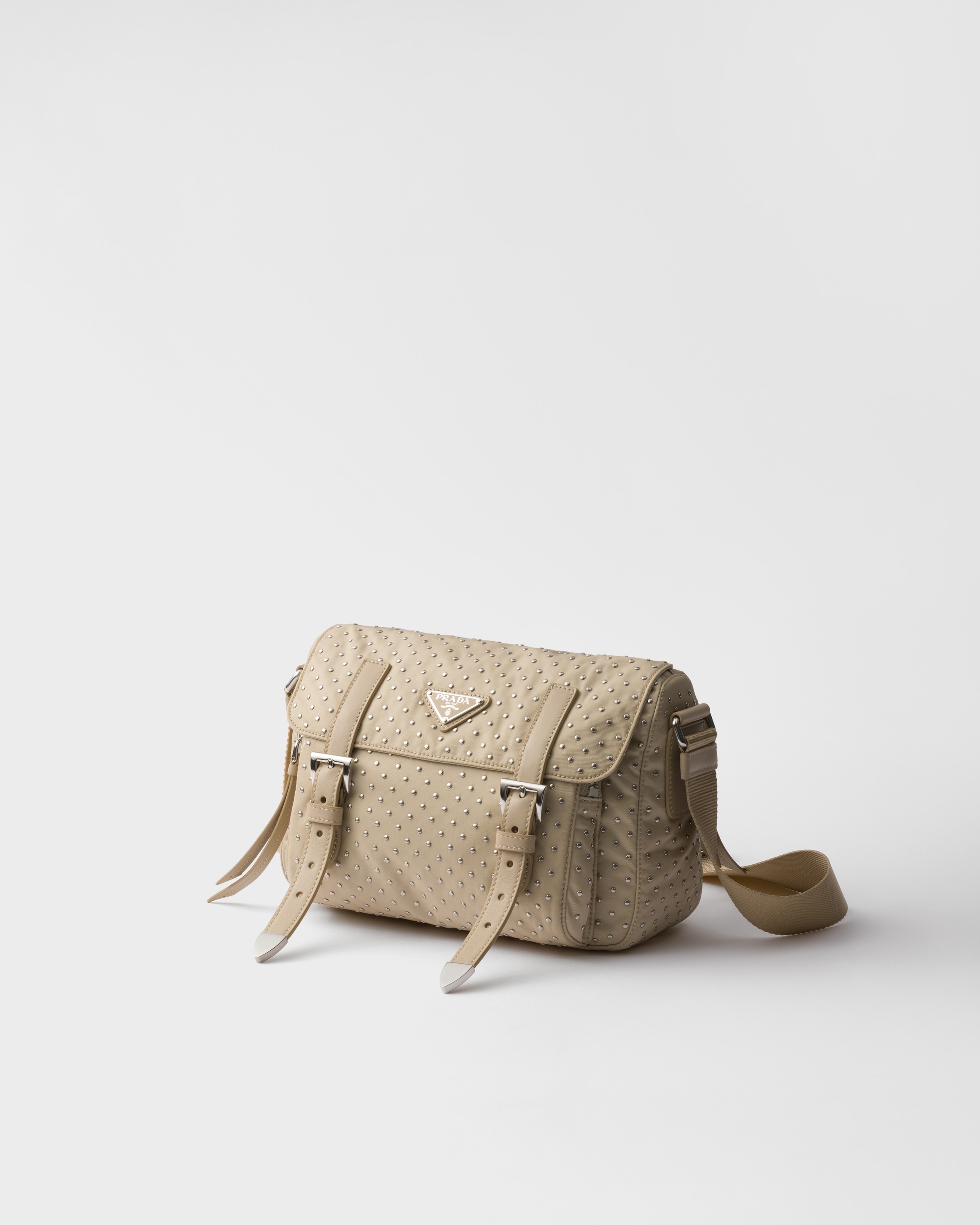 Re-Nylon shoulder bag with studs - 2
