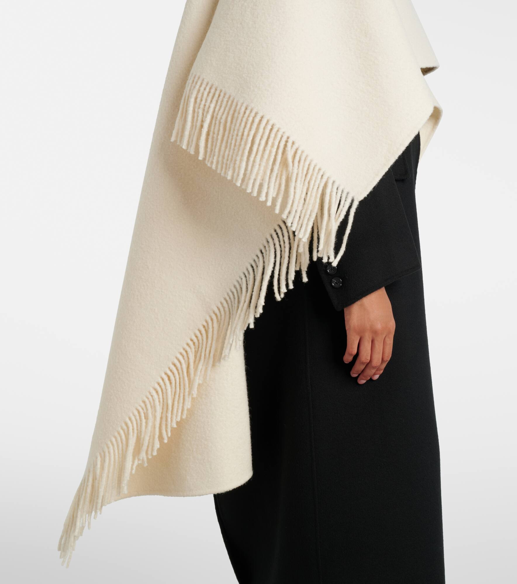 Fringed wool-blend poncho - 5
