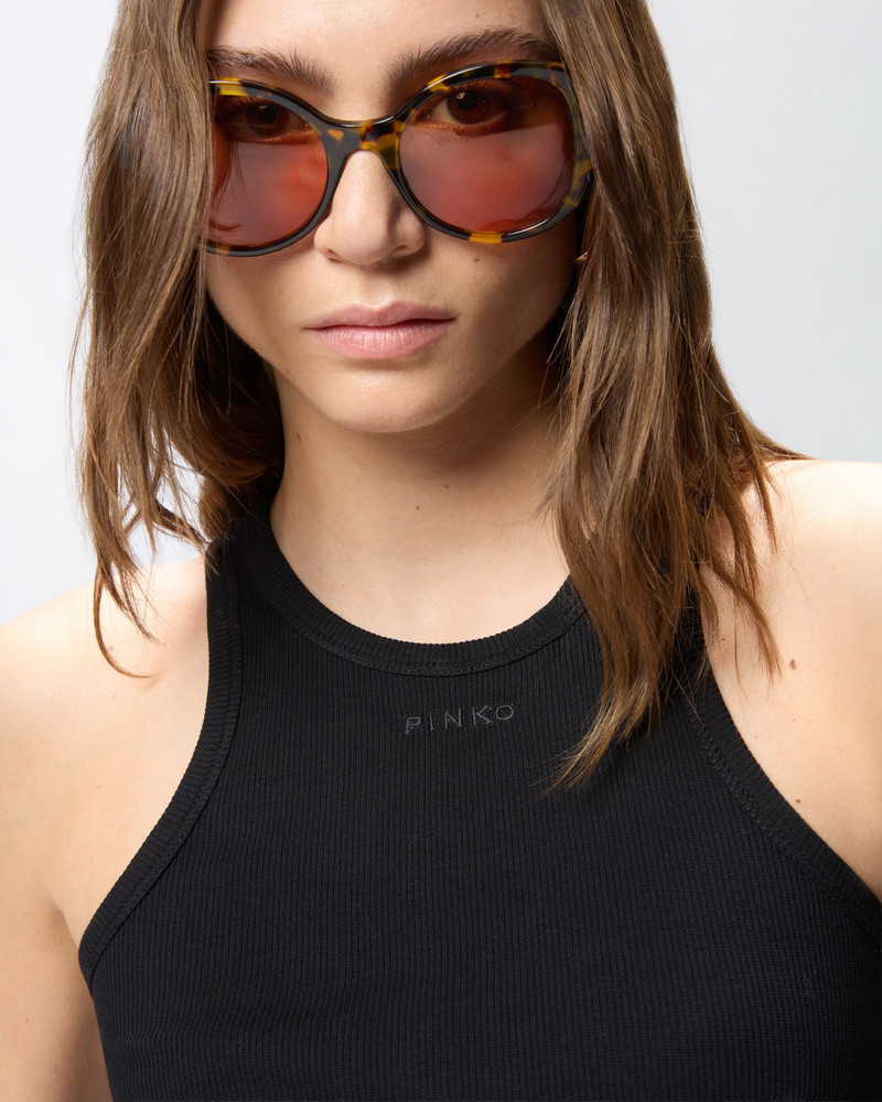 RIBBED VEST TOP WITH PINKO LOGO 6