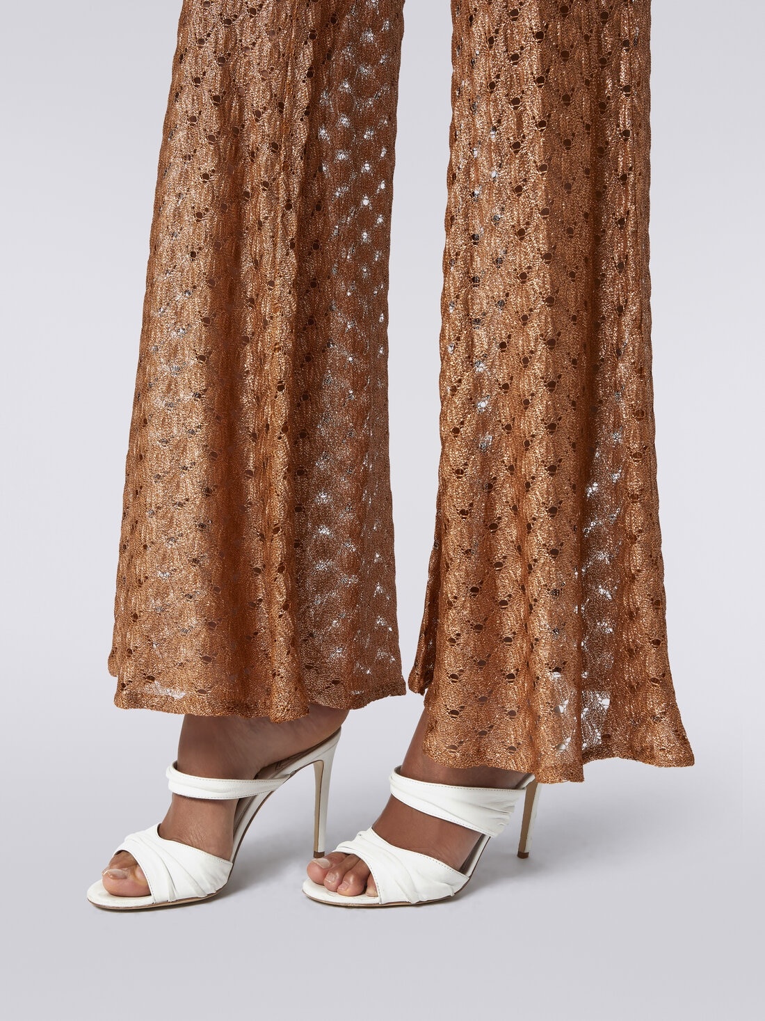Lace-effect cover up trousers with flared hem - 5