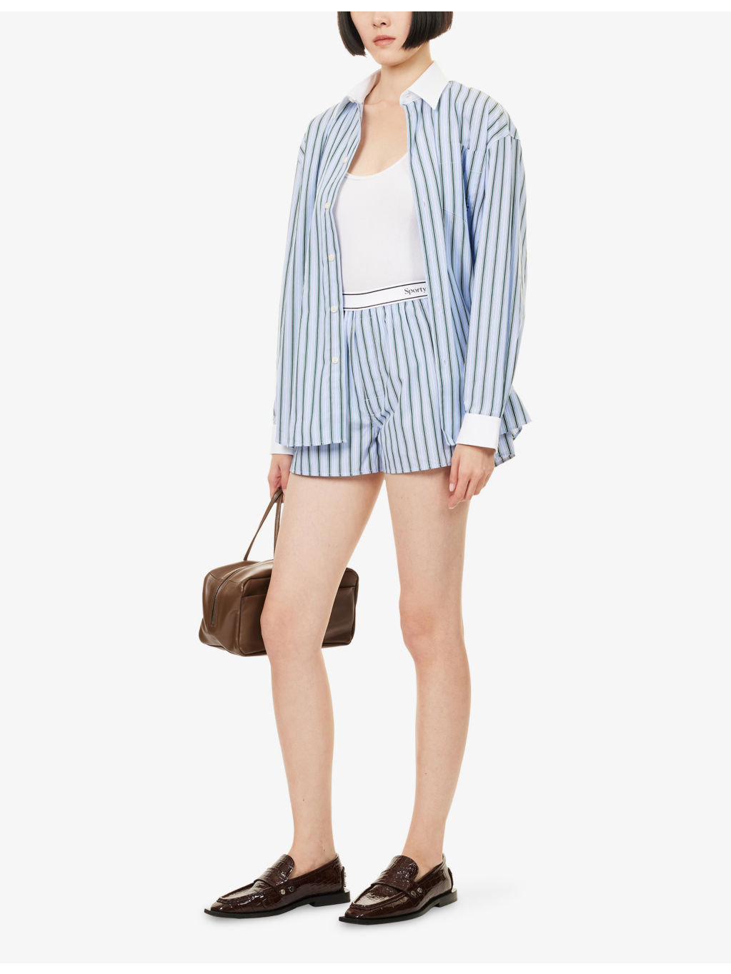 Serif Logo Striped Cotton-Poplin Boxer Shorts - 2