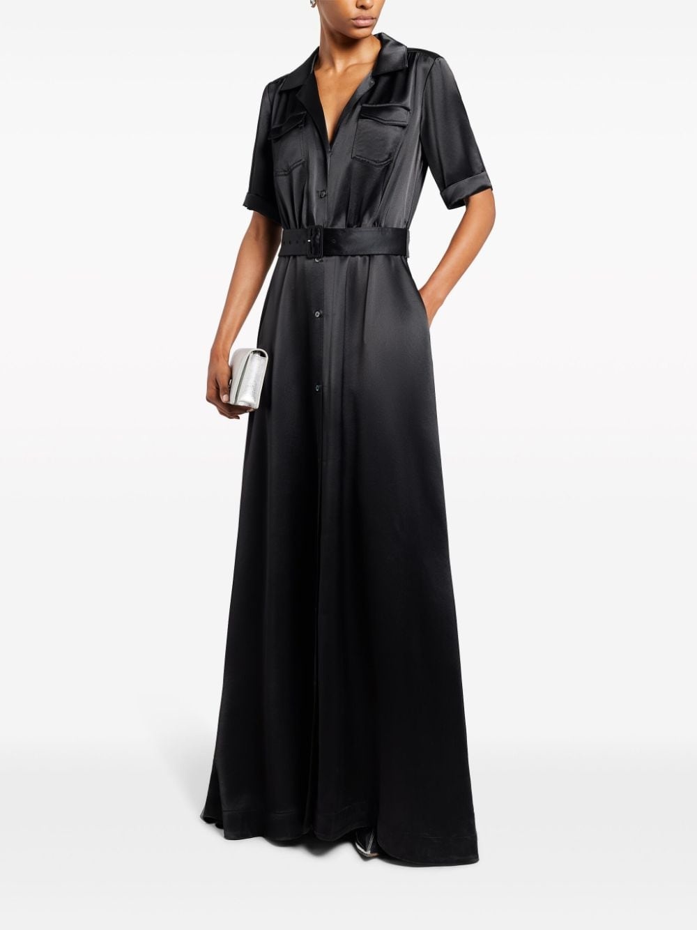 Millie satin-finish maxi shirtdress - 2