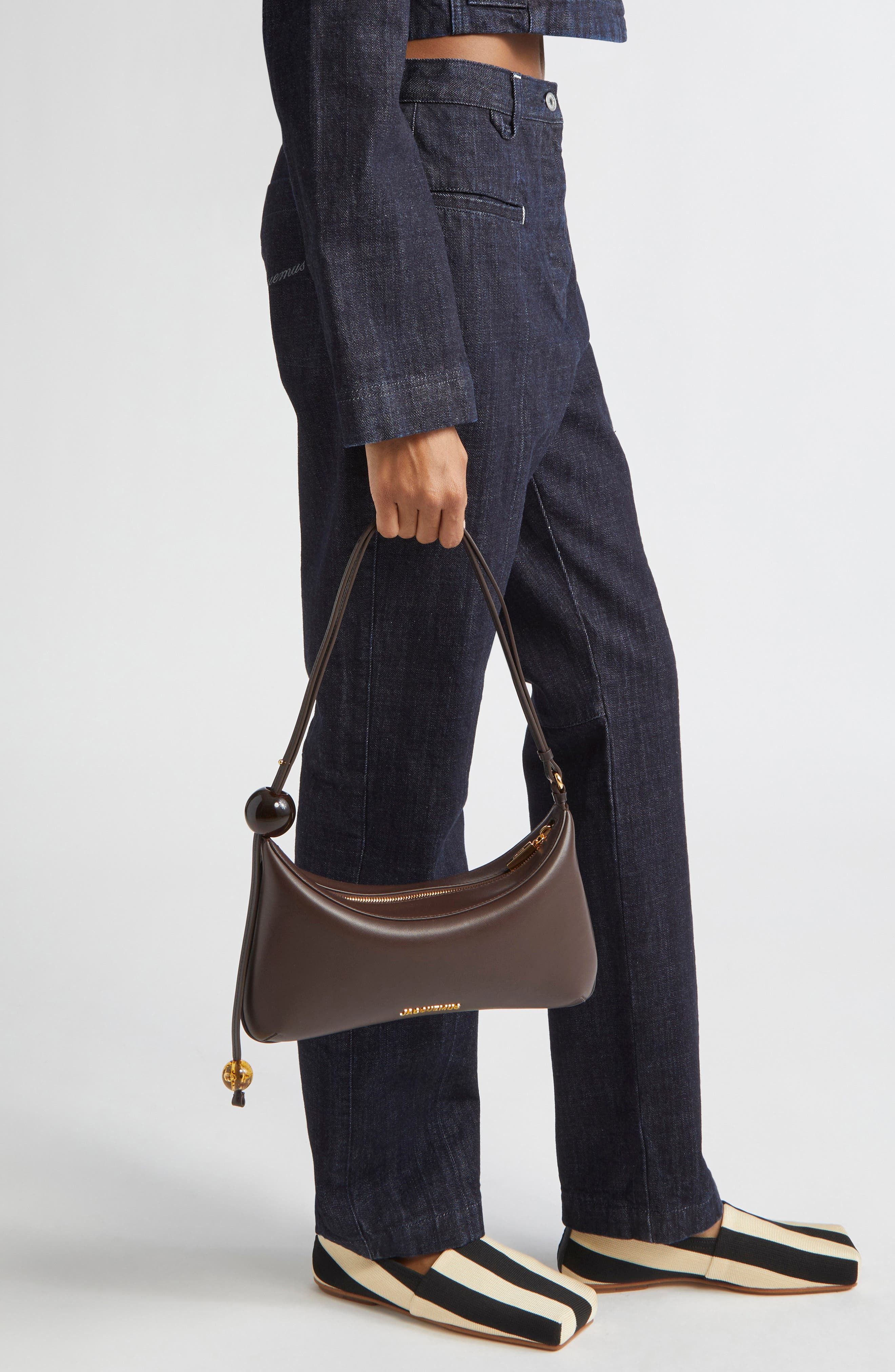 Jacquemus Le Grand Bisou Perle Leather Shoulder Bag in Brown at Nordstrom - 2