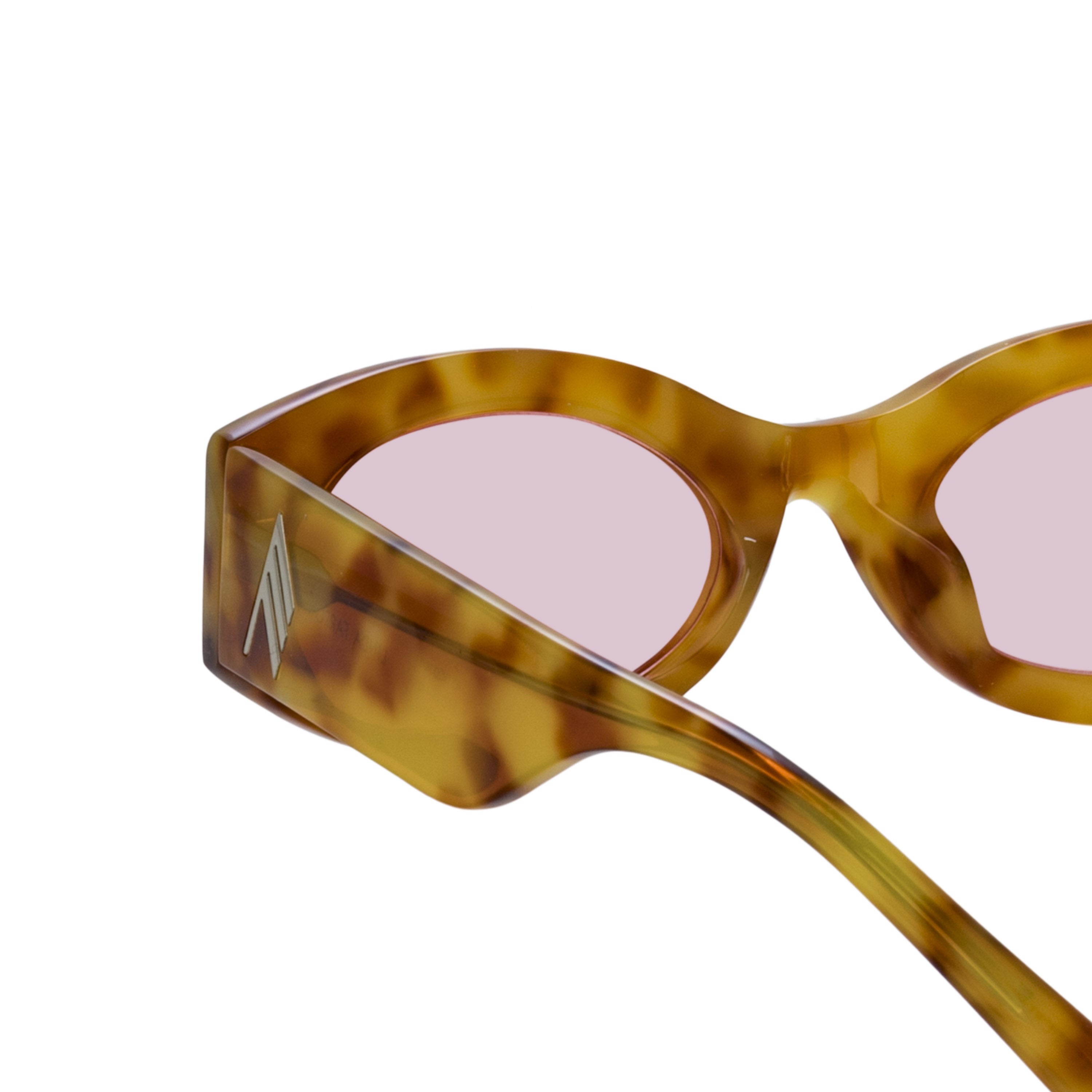 LINDA FARROW Berta Oval Sunglasses in Tortoiseshell and Pink  display picture 1