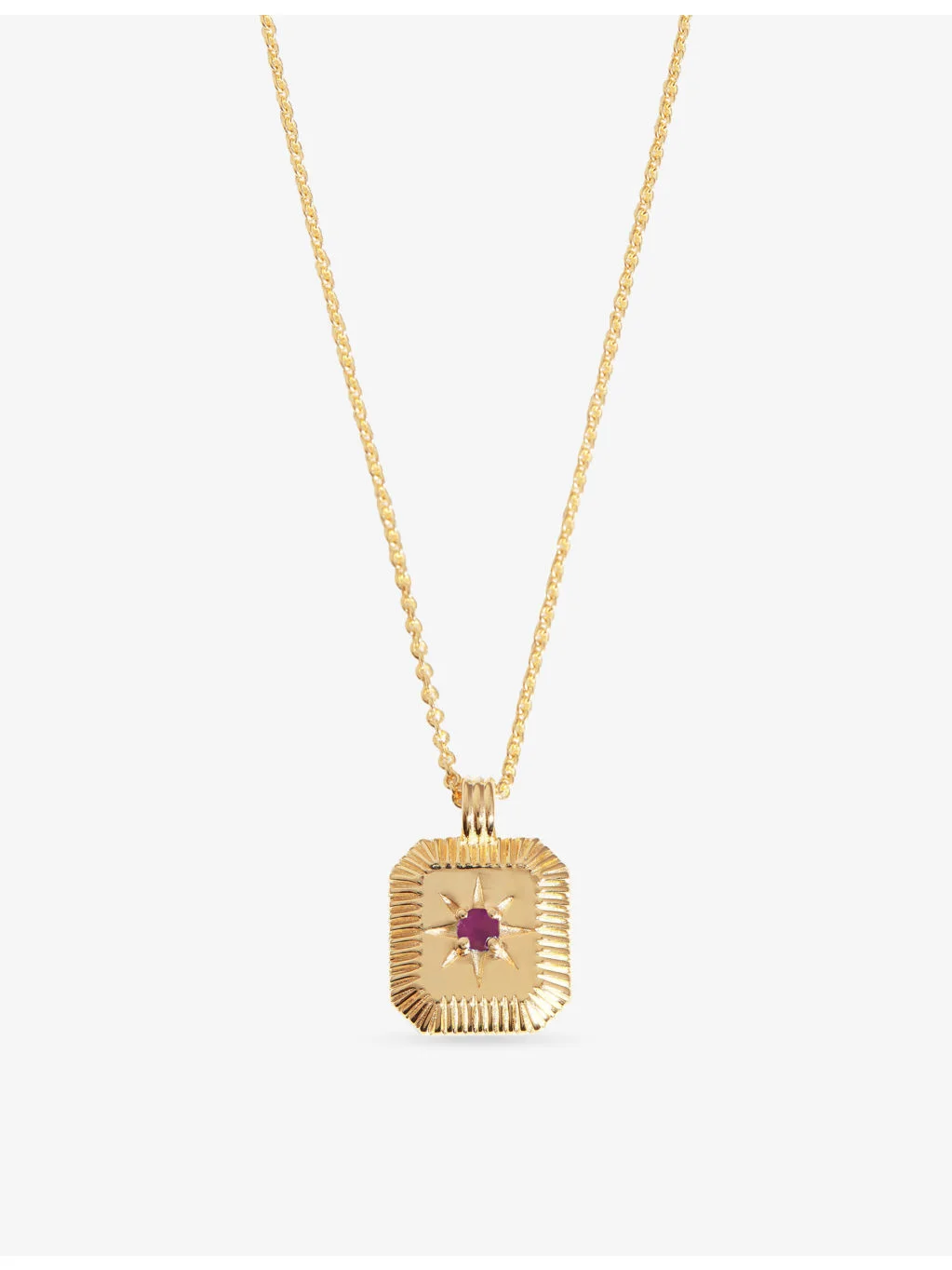 July Birthstone 18ct Gold Vermeil Plated Sterling Silver Pendant Necklace - 1