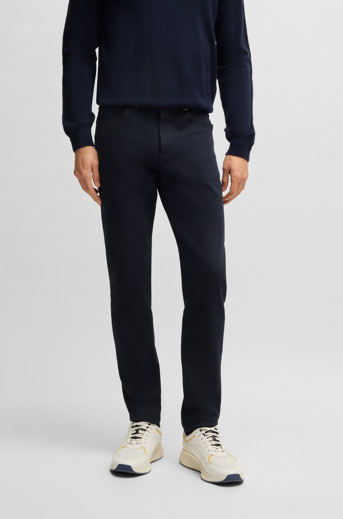 PORSCHE X BOSS TAPERED-FIT JEANS IN BLUE PERFORMANCE-STRETCH DENIM - 2