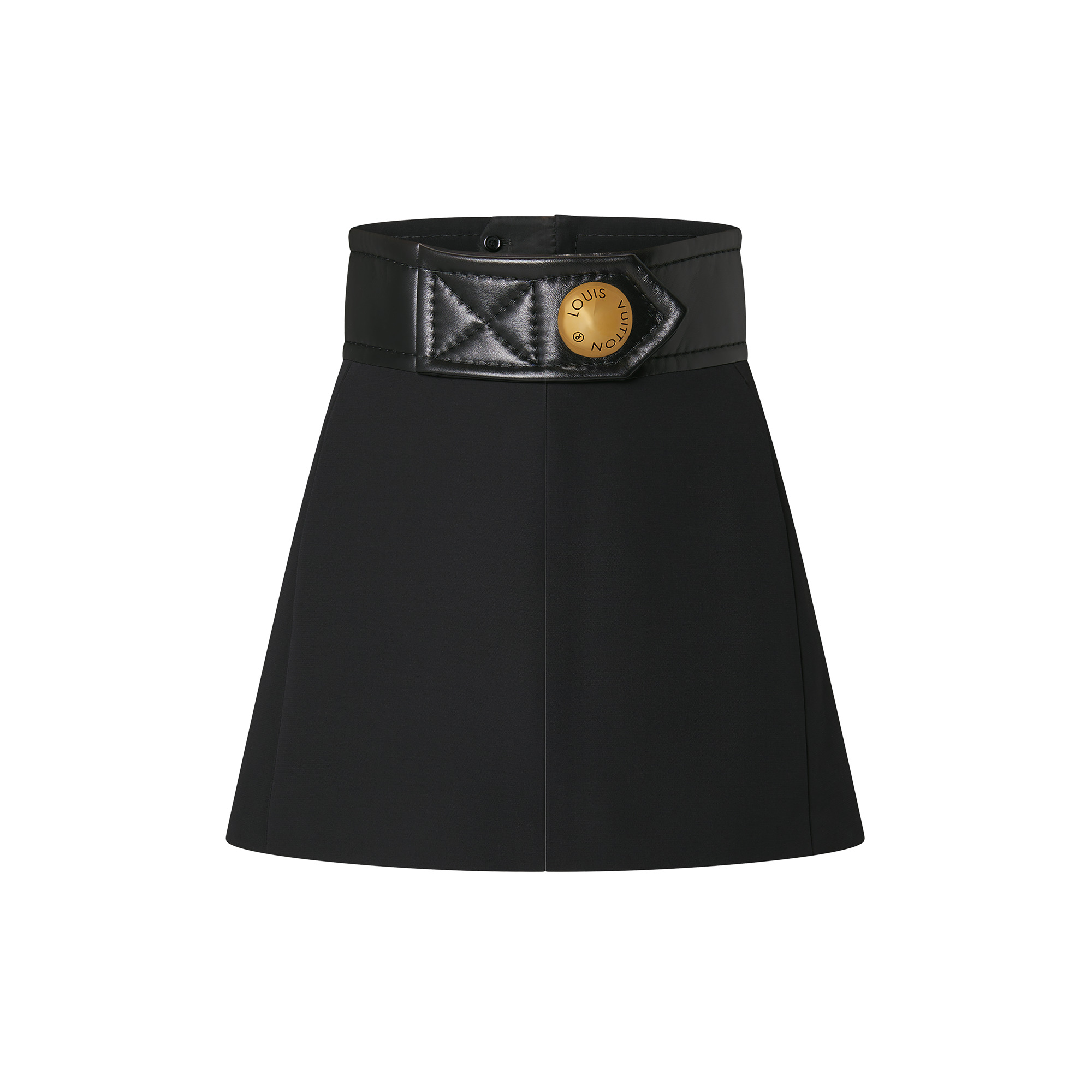 Oversized Belt A-Line Mini Skirt - 1