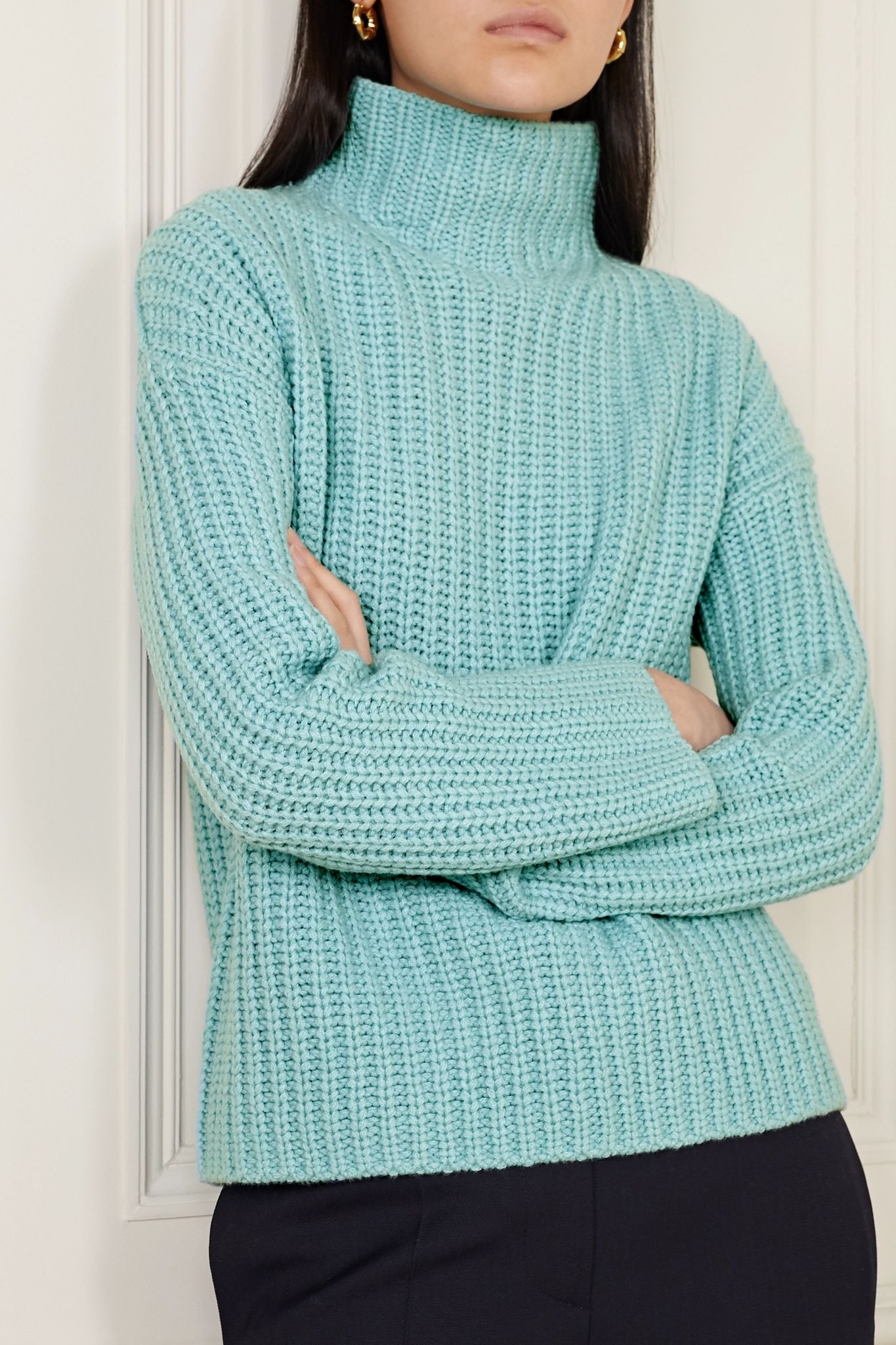 Ribbed-knit turtleneck sweater - 3