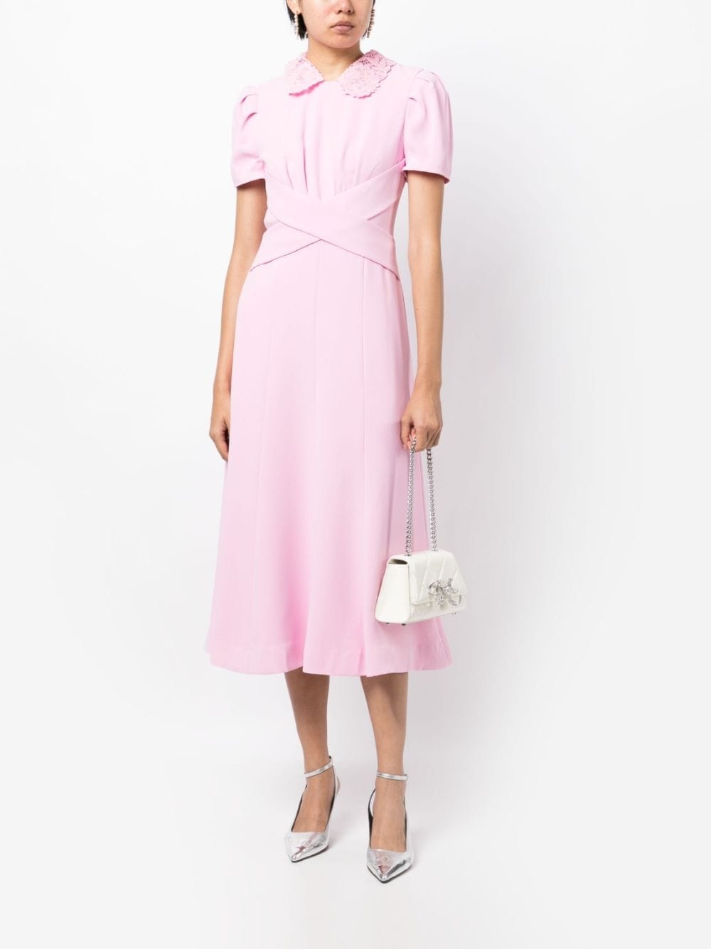 lace-collar midi dress - 2