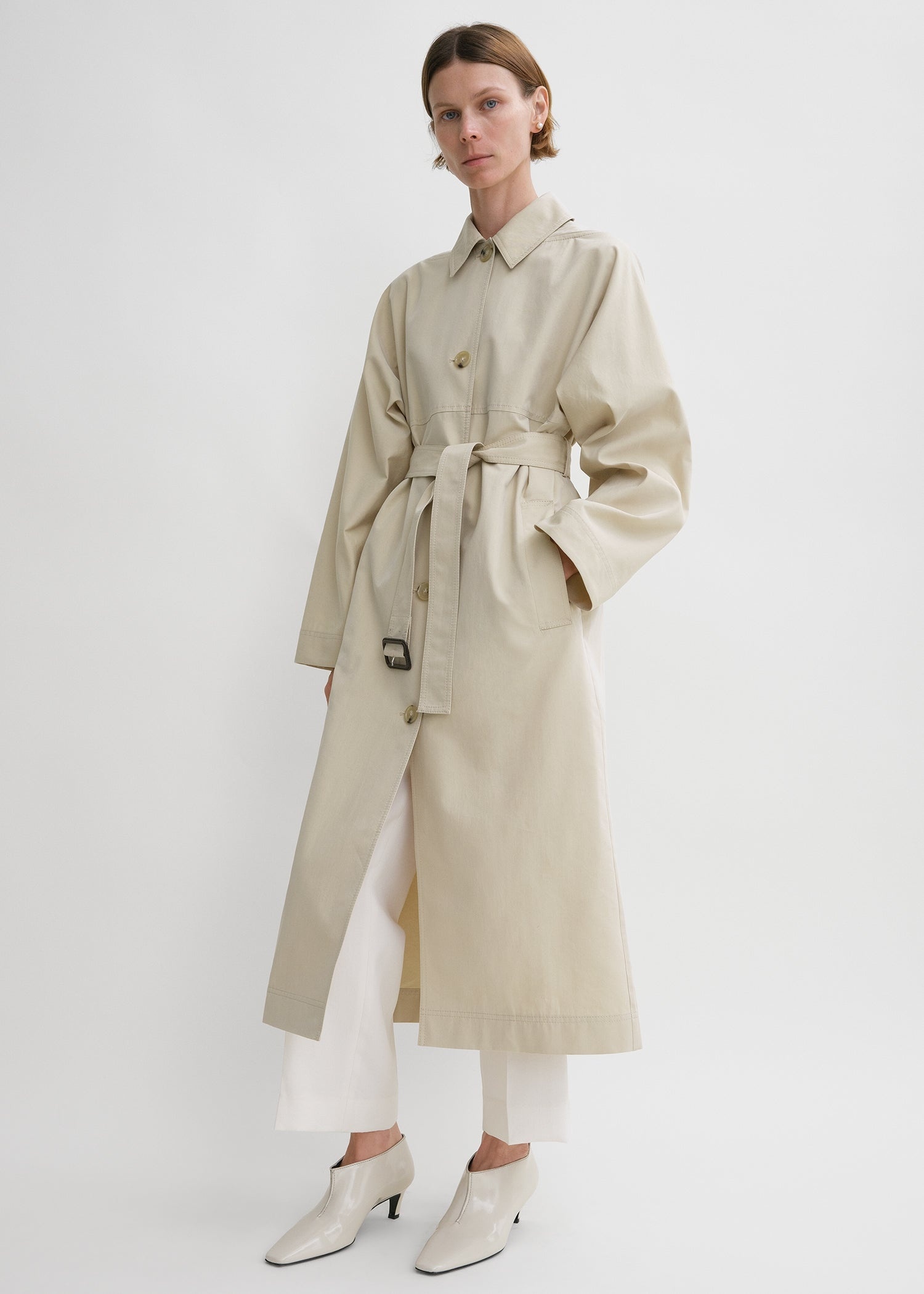 Tumbled cotton silk trench sand - 3