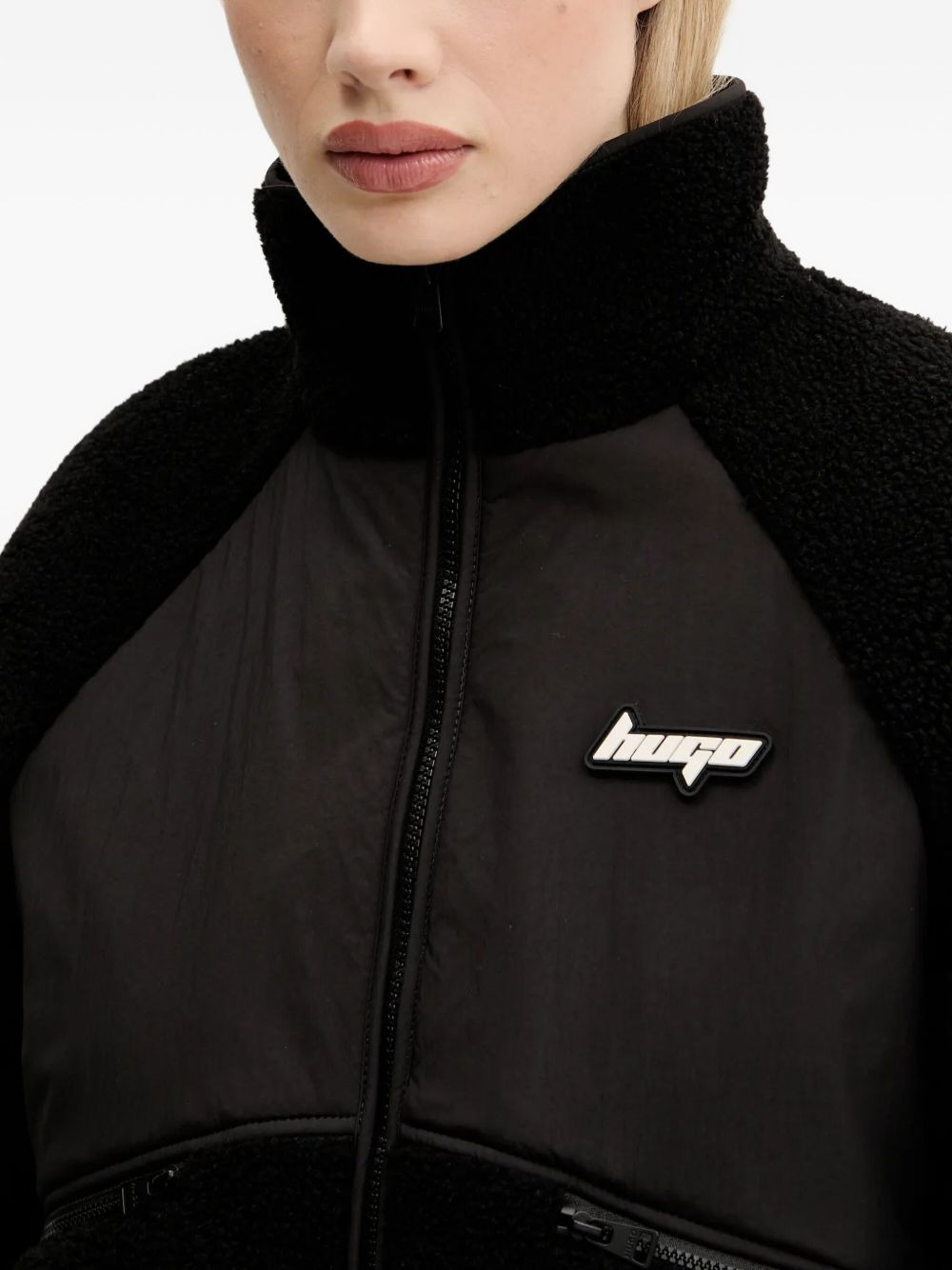 fleece panelled jacket - 4