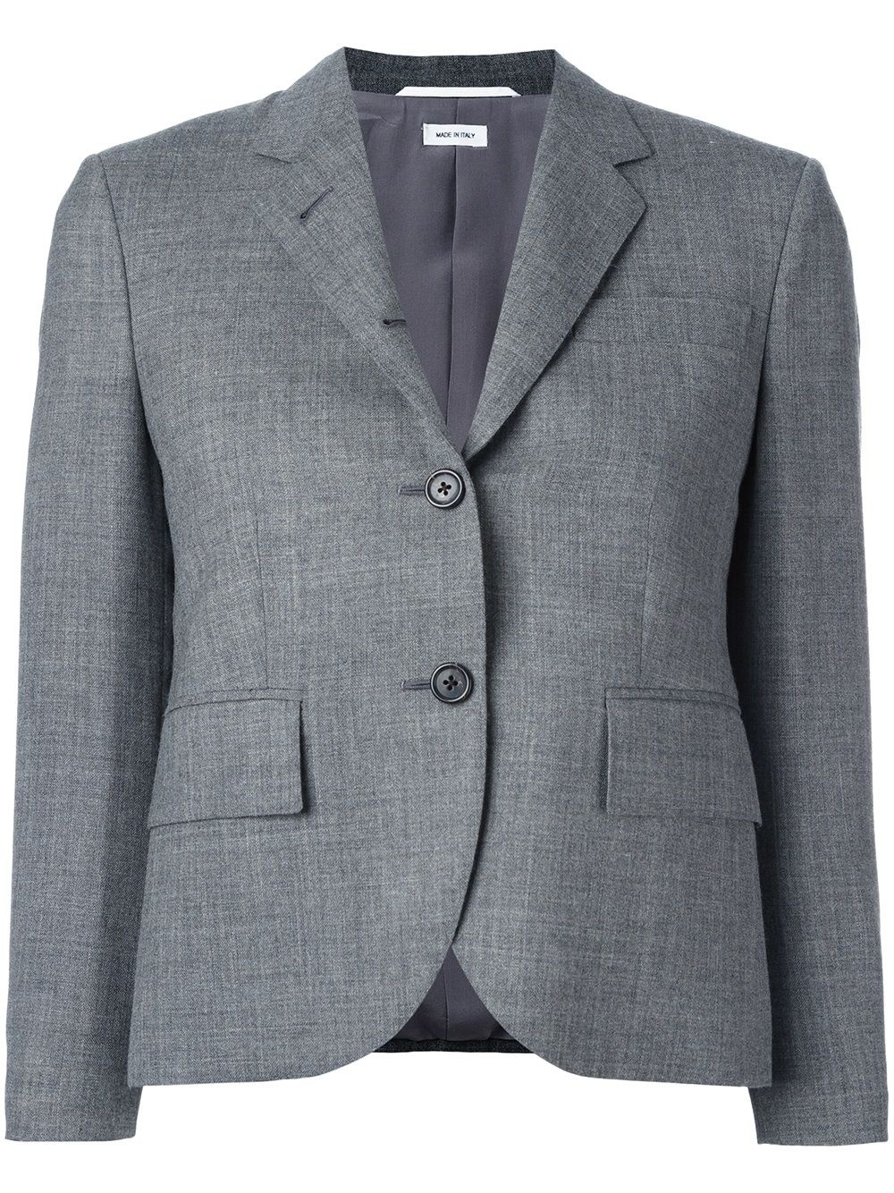 Classic Single Breasted Sport Coat In Medium Grey 2-Ply Wool Fresco - 1