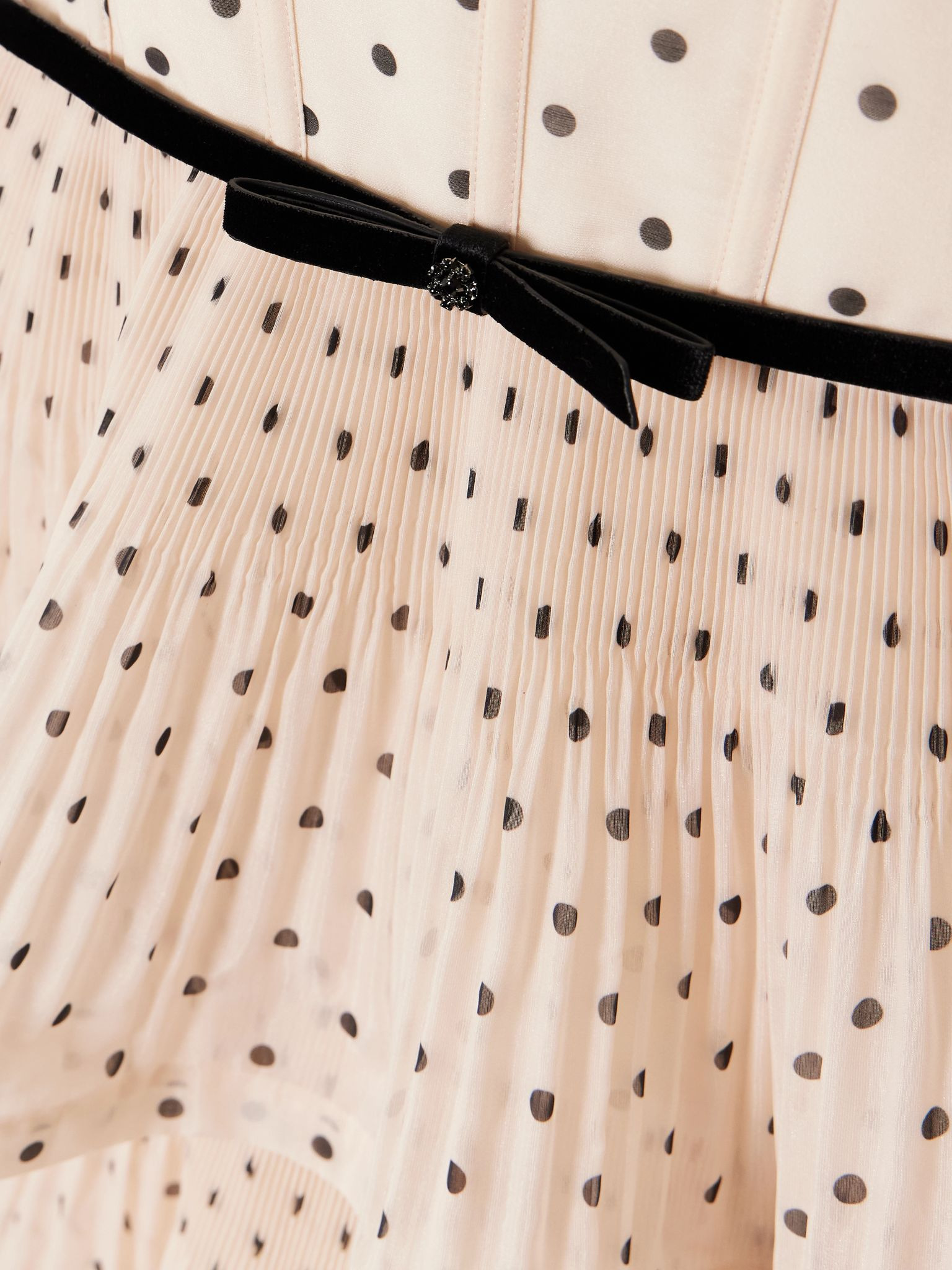 Pleated tiered polka-dot organza midi dress Cream - 4