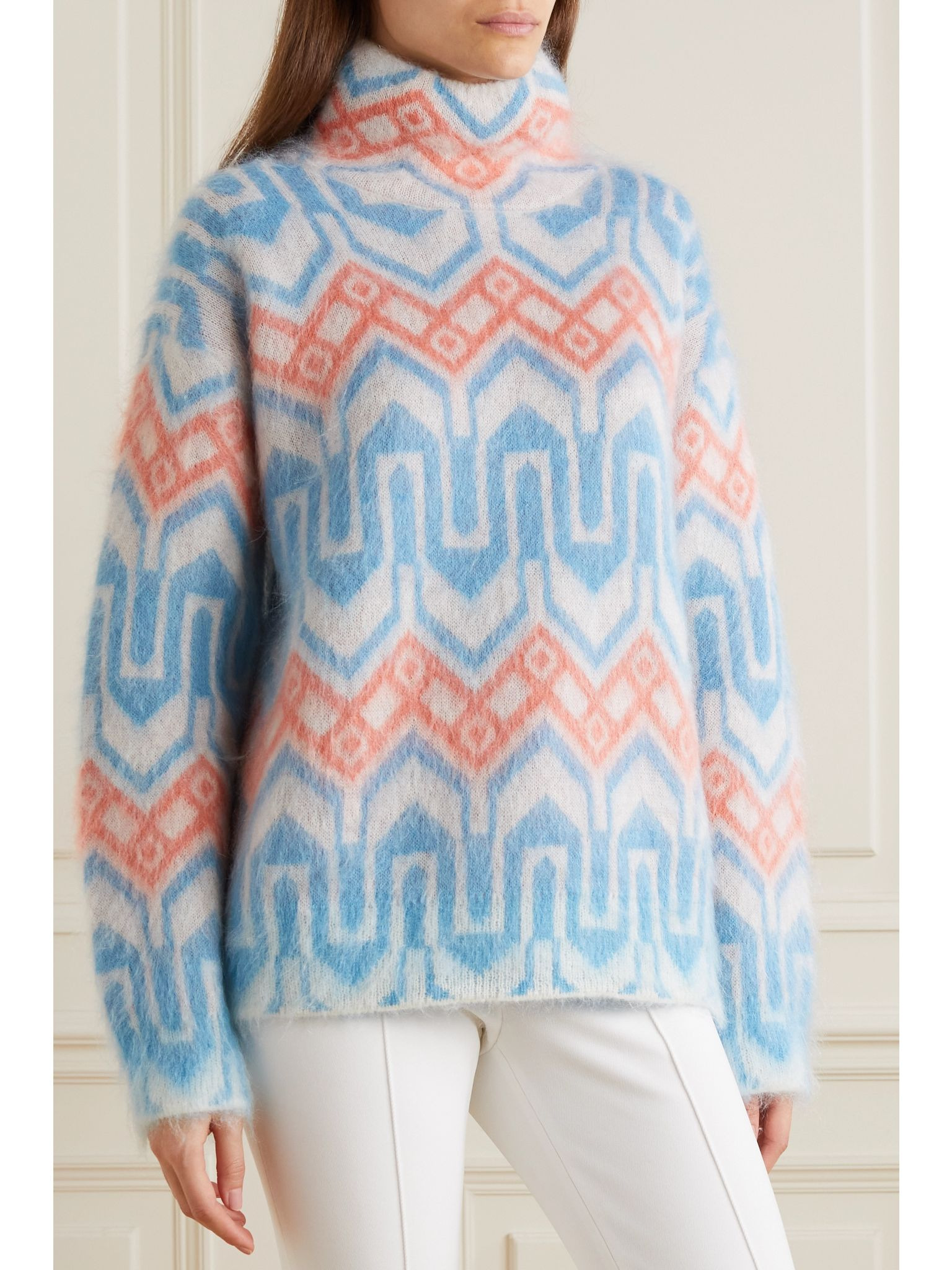 Jacquard-knit mohair-blend turtleneck sweater Blue - 3